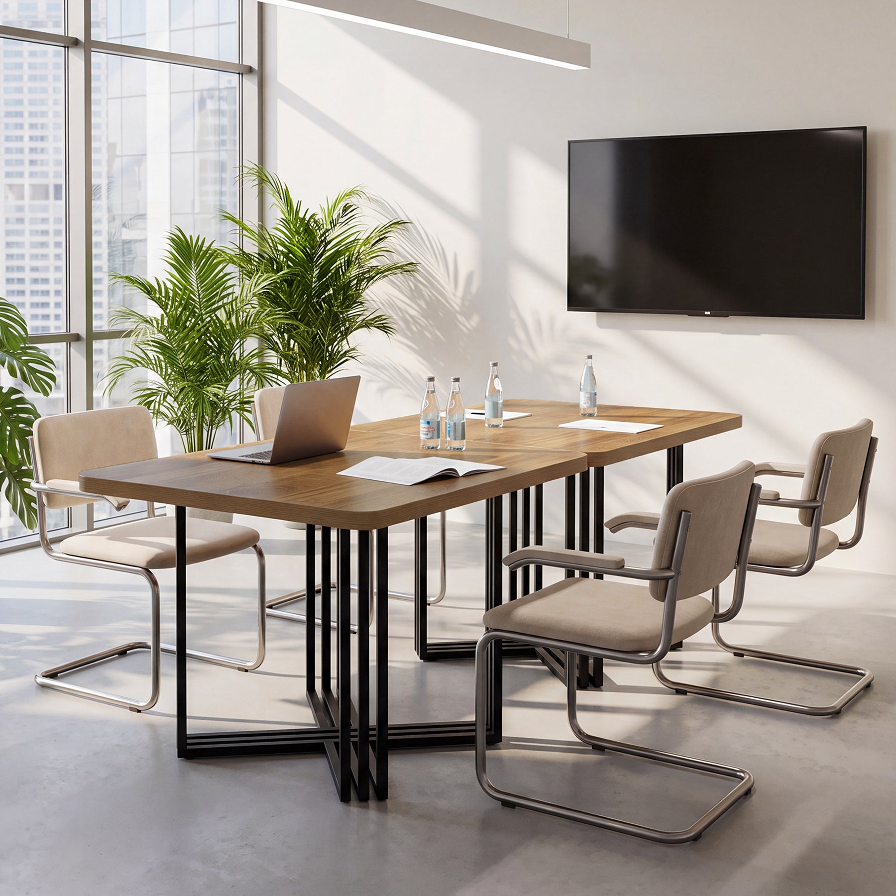 39.4-Inch Conference Table for 4, Compact Modular Meeting Table for Small Offices