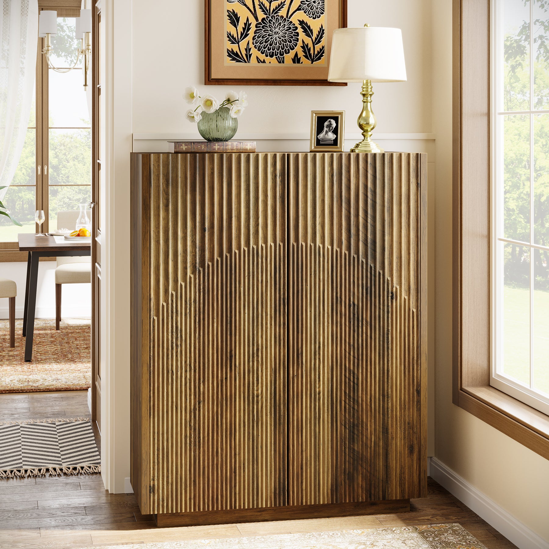 7-Tier Shoe Cabinet, 24 Pairs Shoe Storage Organizer with Fluted Doors