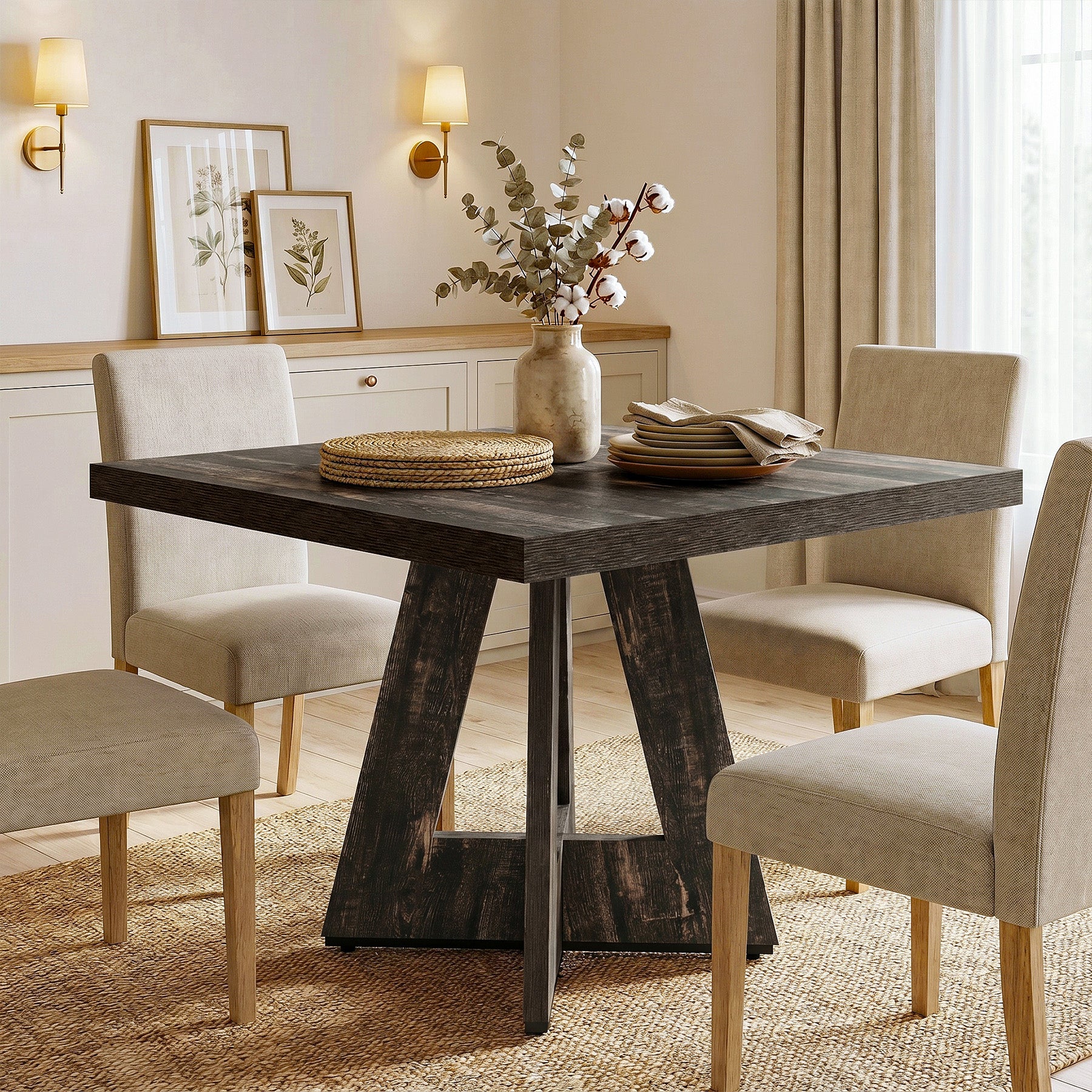 31.5" Dining Table, Square Kitchen Dinner Table for 2-4 People
