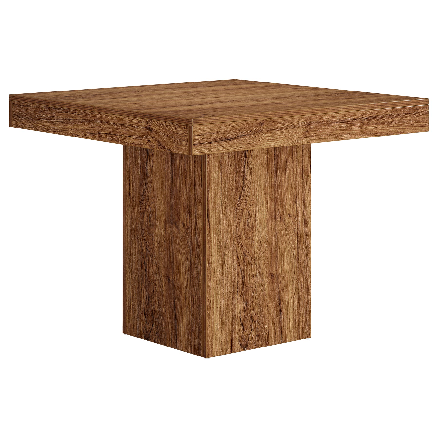 39" Square Dining Table, Farmhouse Kitchen Dinner Table with Sturdy Pedestal Base for 4