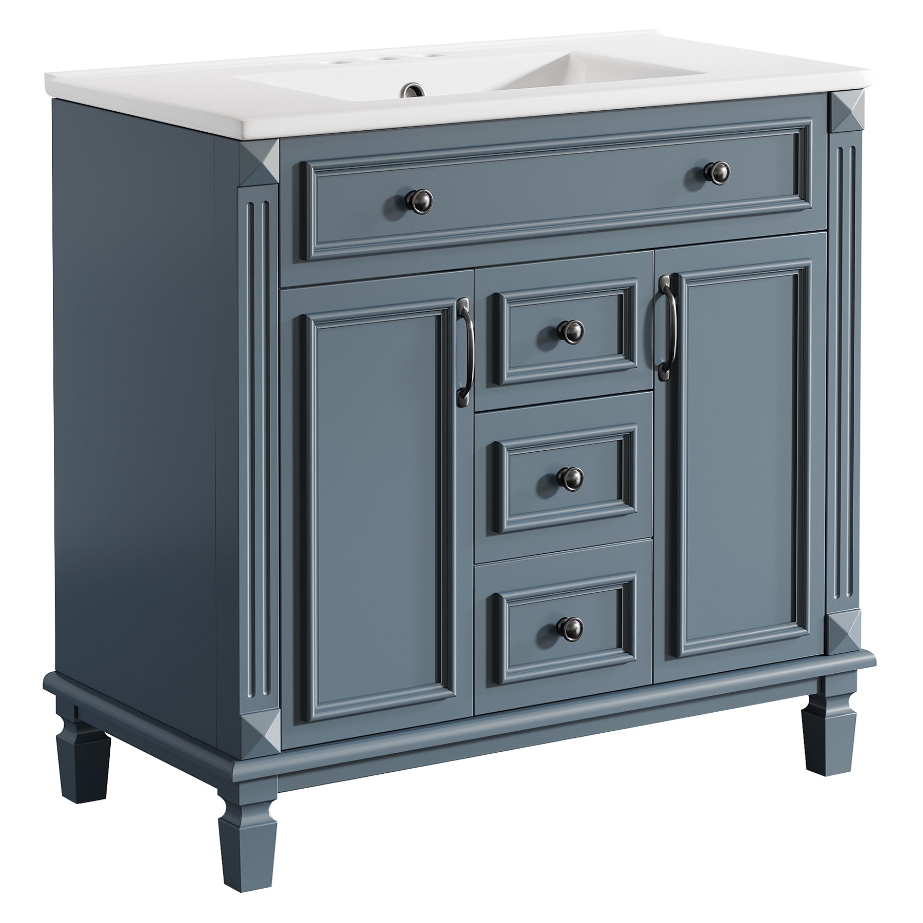 36" Bathroom Vanity With Sink, Bath Storage Vanity with 2 Drawers & 2 Door Organizers