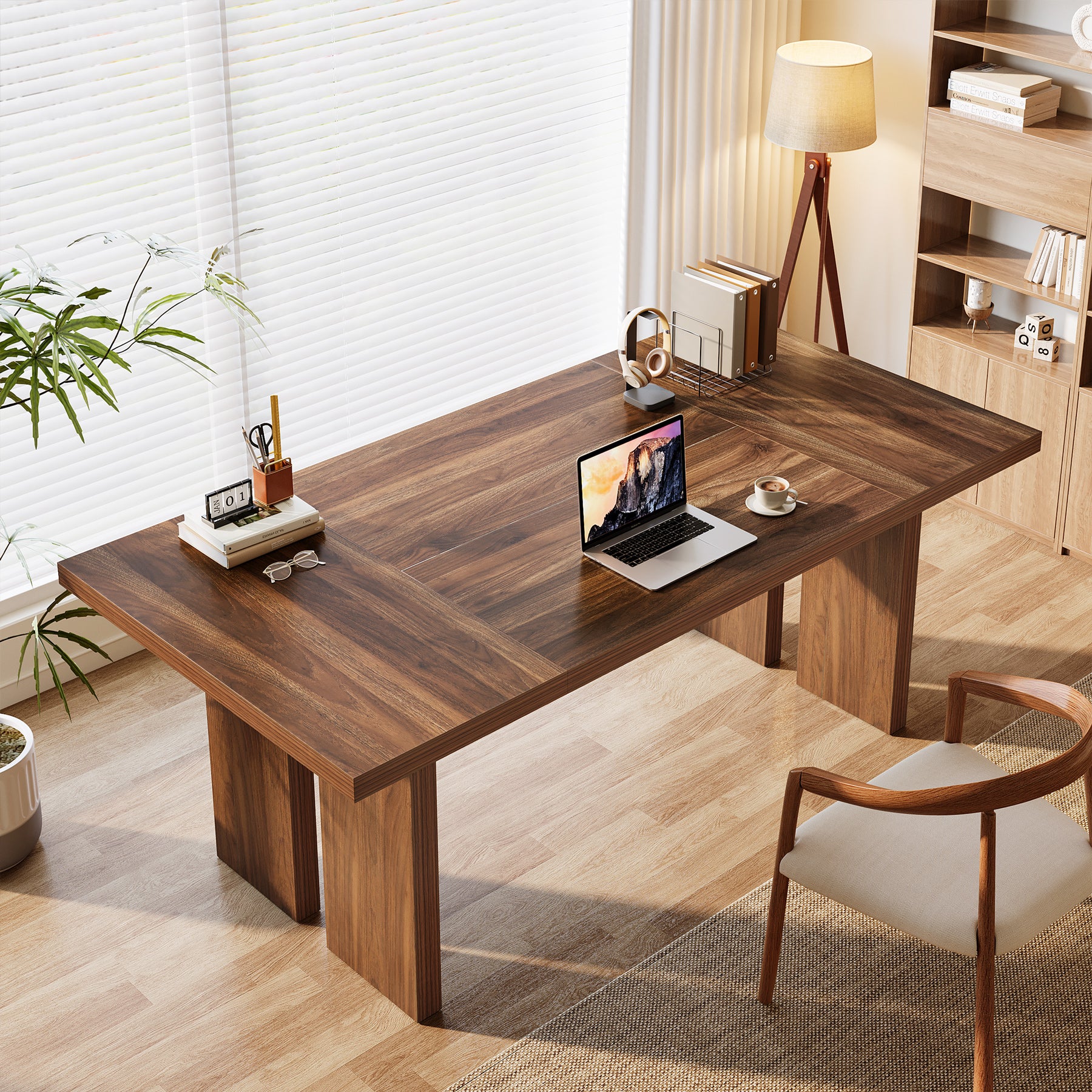 63" Executive Desk, Mid - Century Modern Computer Desk Writing Table Tribesigns