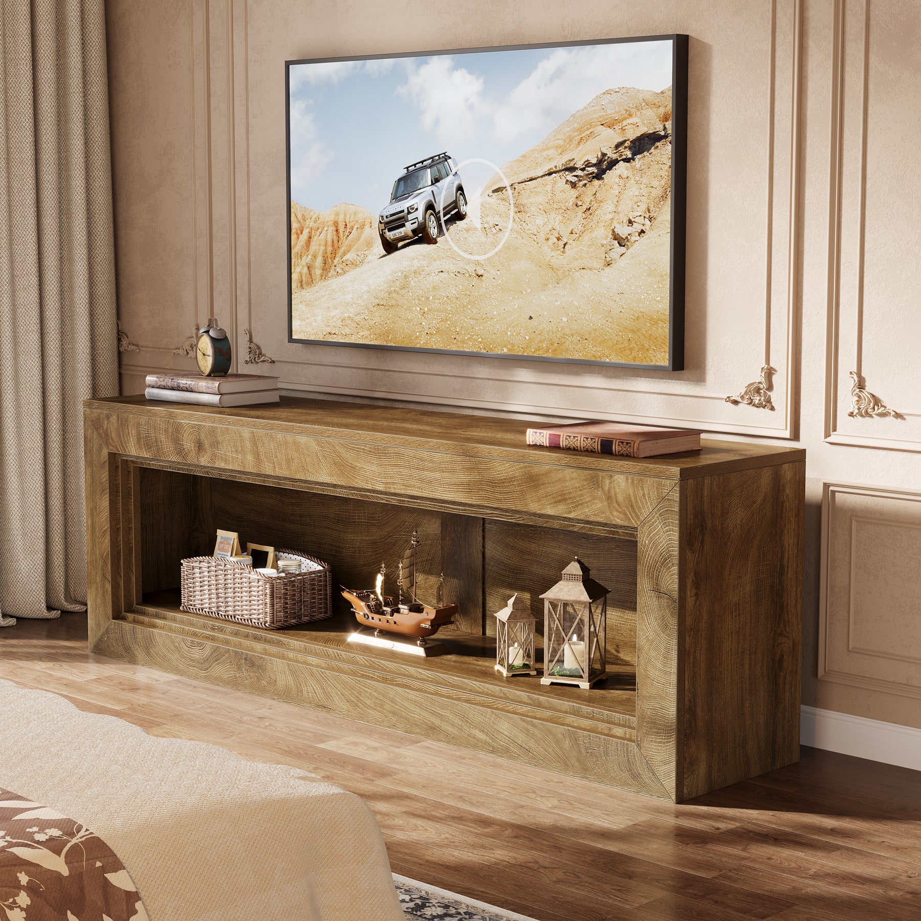63" TV Stand for TV up to 75", Entertainment Center Stand with Storage Shelves