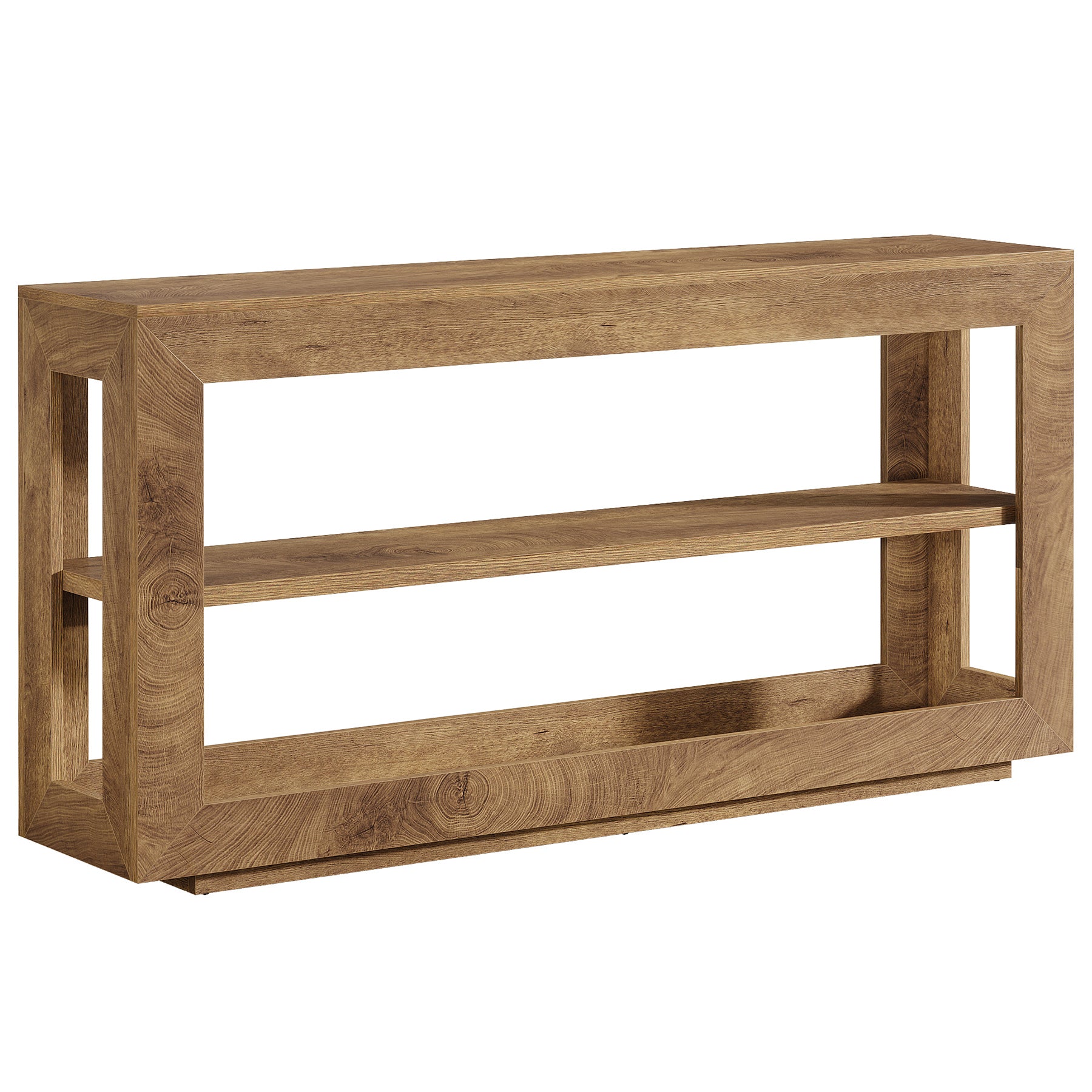 63" Console Table, Farmhouse Entryway Table with 3-Tier Storage Shelf