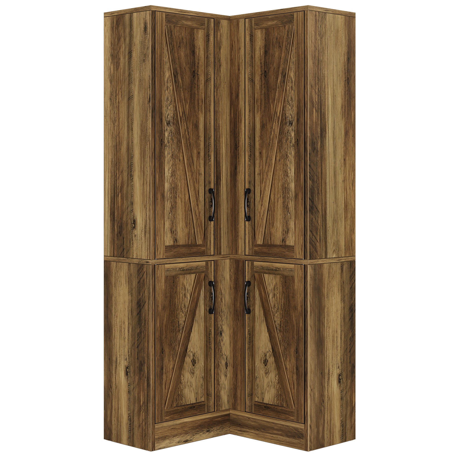 70.8" Corner Cabinet, Farmhouse Storage Cabinet with Doors