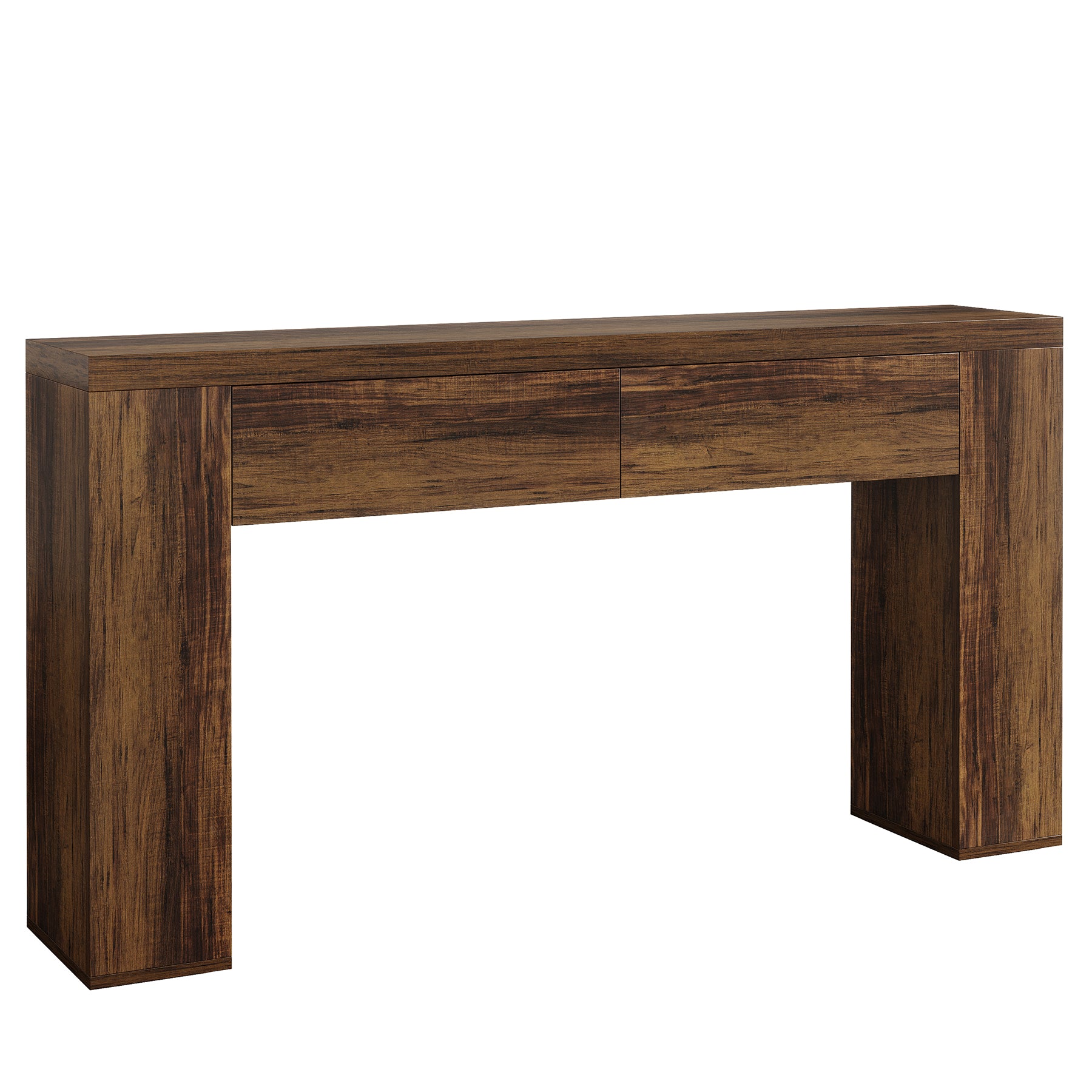 63" Console Table, Rustic Sofa Hallway Table with Drawers