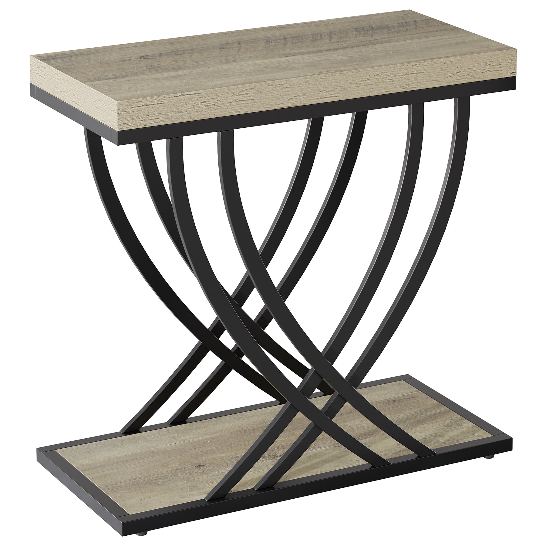 2-Tier Narrow End Table, 23.62" Side Table with Metal Frame for Living Room