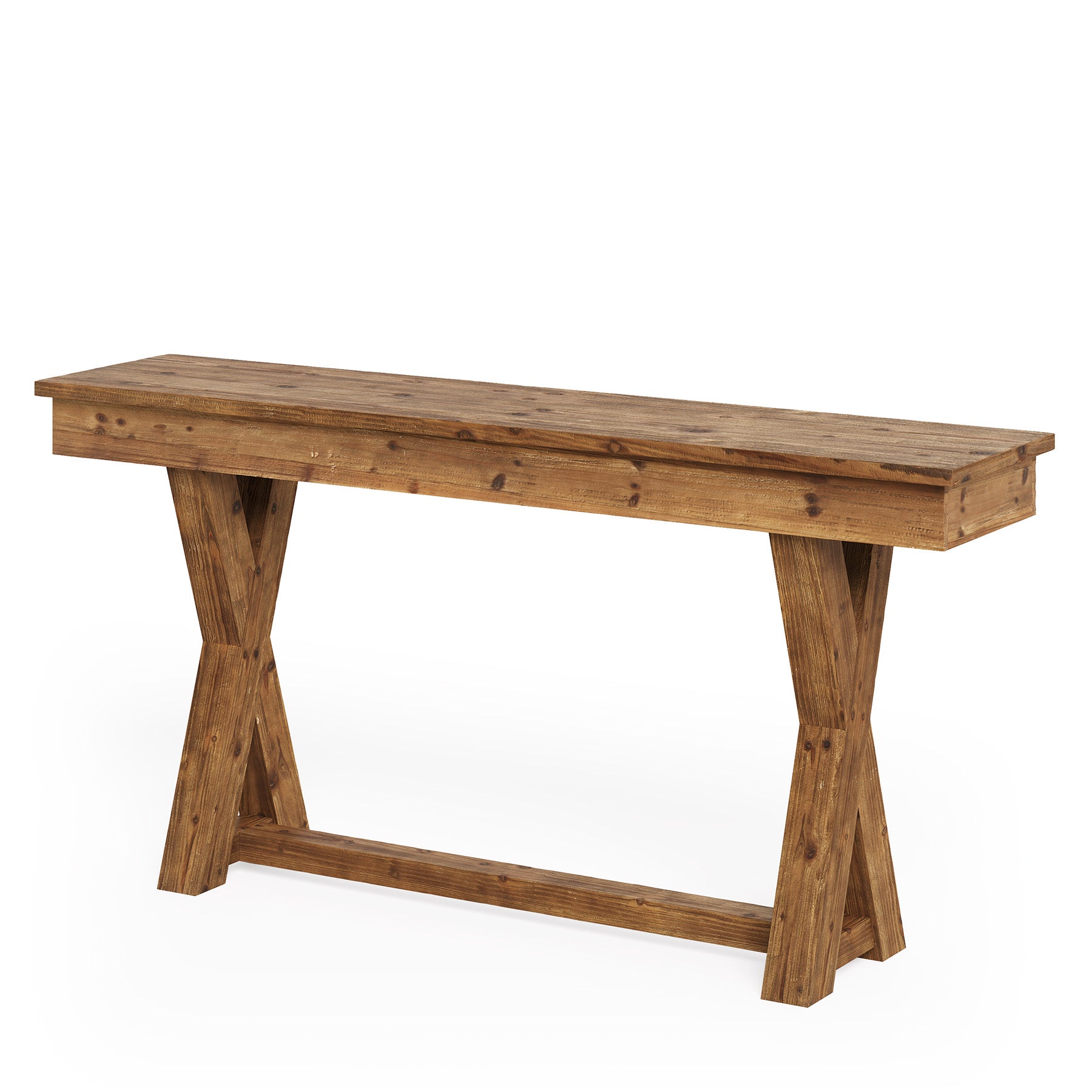 Solid Wood Console Table, 63" Sofa Entryway Table with X-Shaped Legs