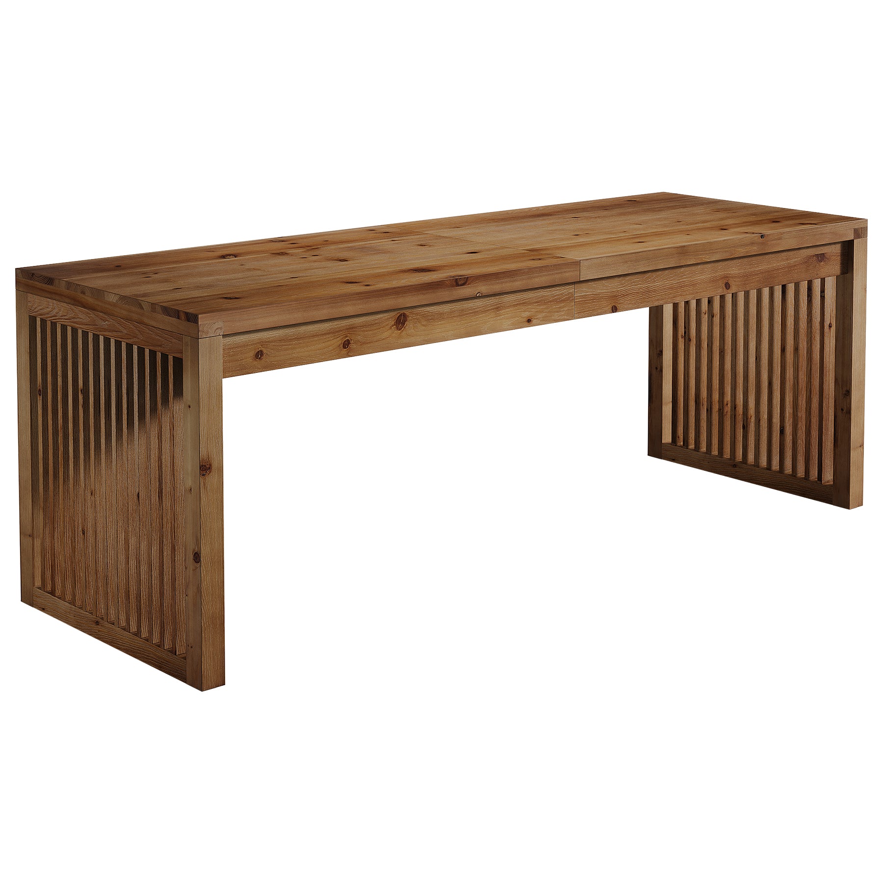 79" Solid Wood Dining Table, Rectangular Kitchen Table with Slat Legs for 6-8 People