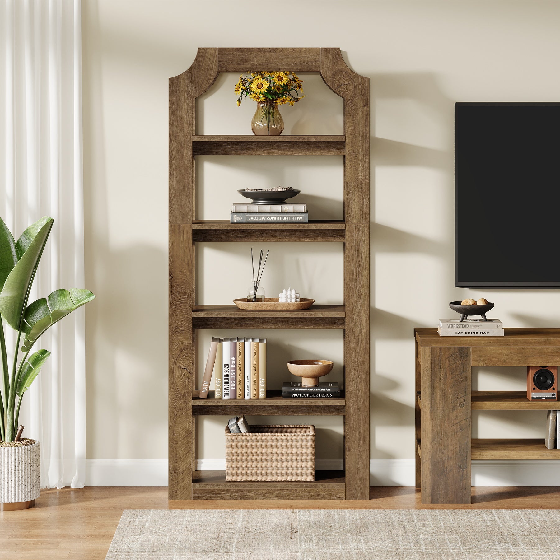5-Tier Bookshelf, 70.9" Freestanding Bookcase with Open Storage Shelves