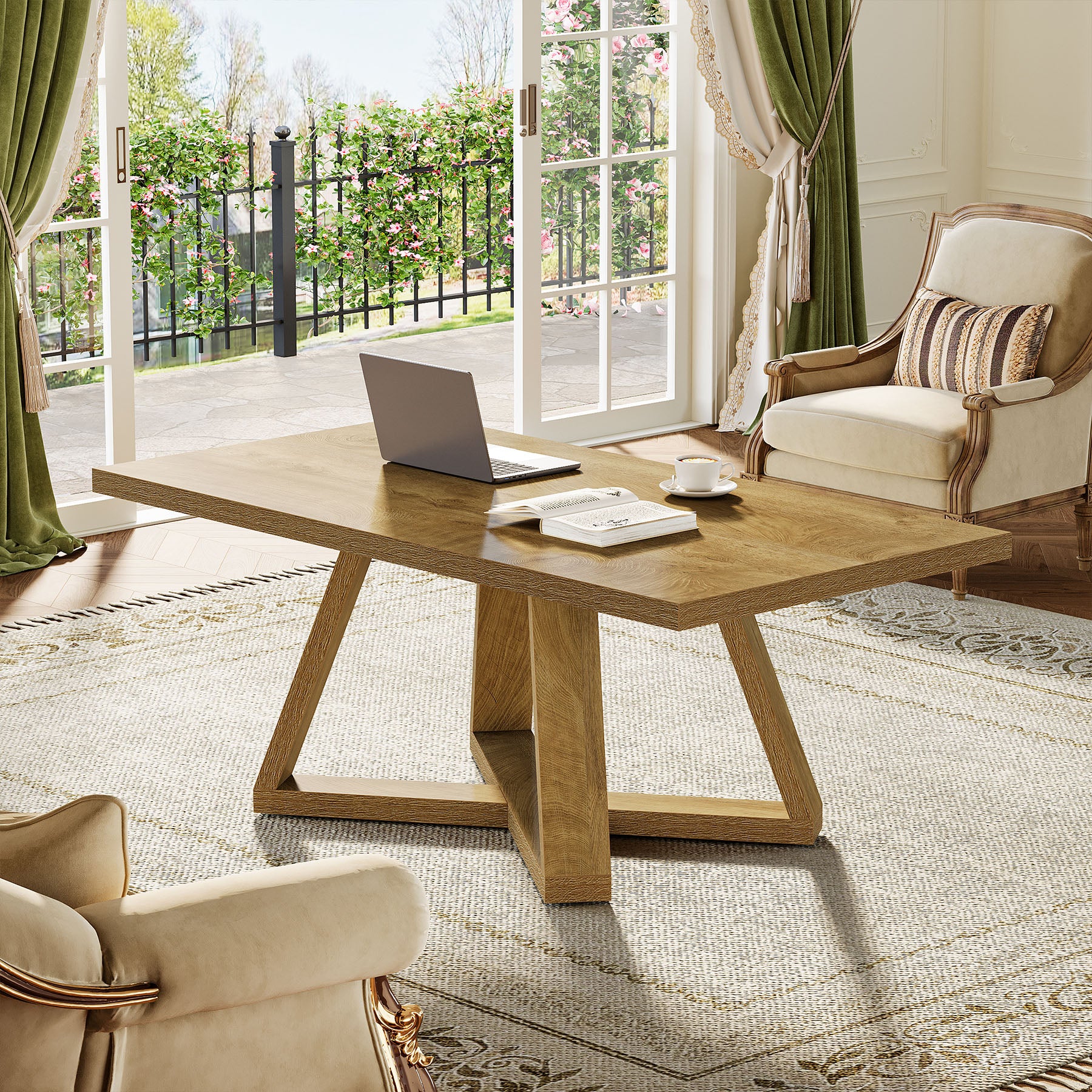 Rectangle Coffee Table, 47" Cocktail Tea Table for Living Room