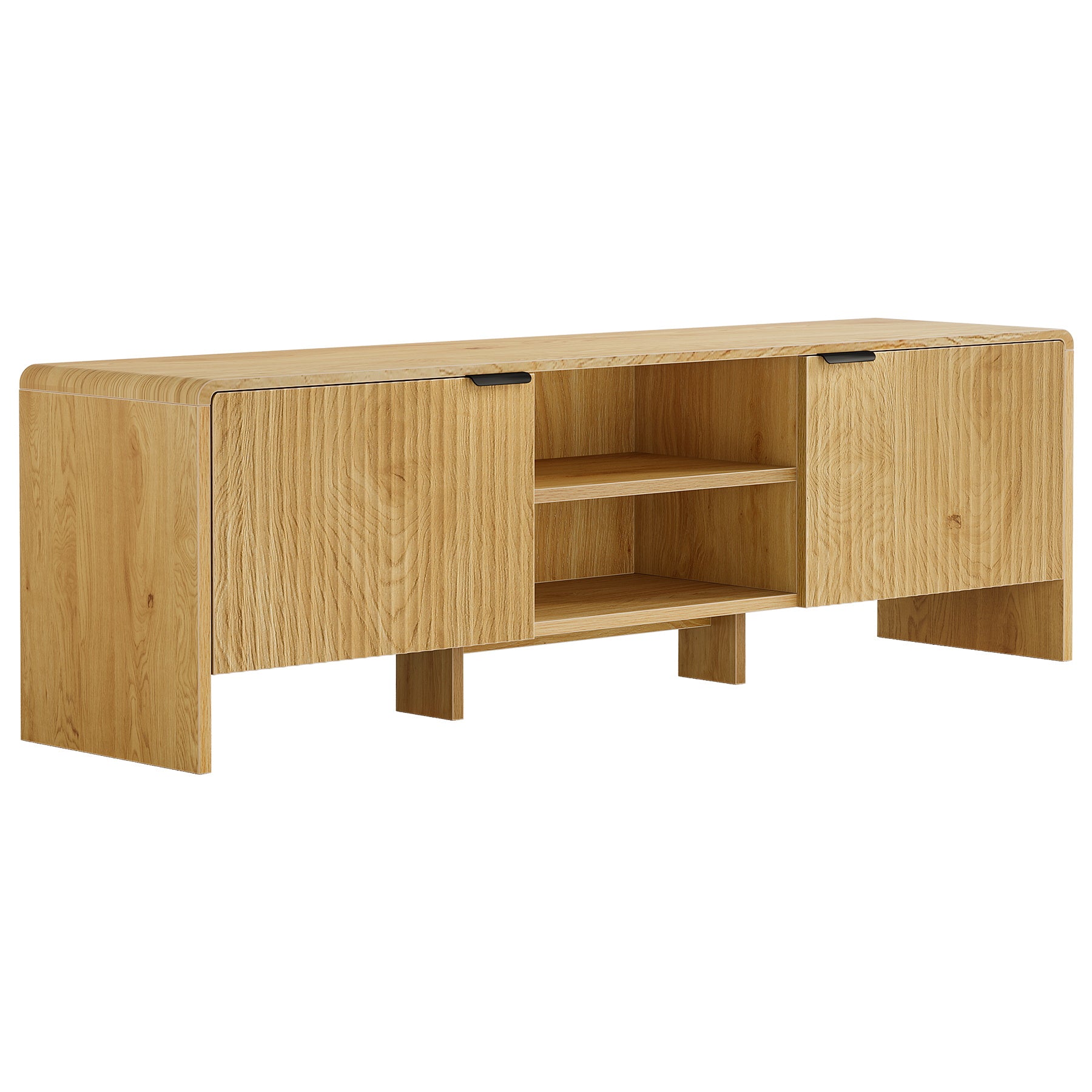 63" Fluted TV Stand with Storage Cabinet and Shelf for TVs up to 75"