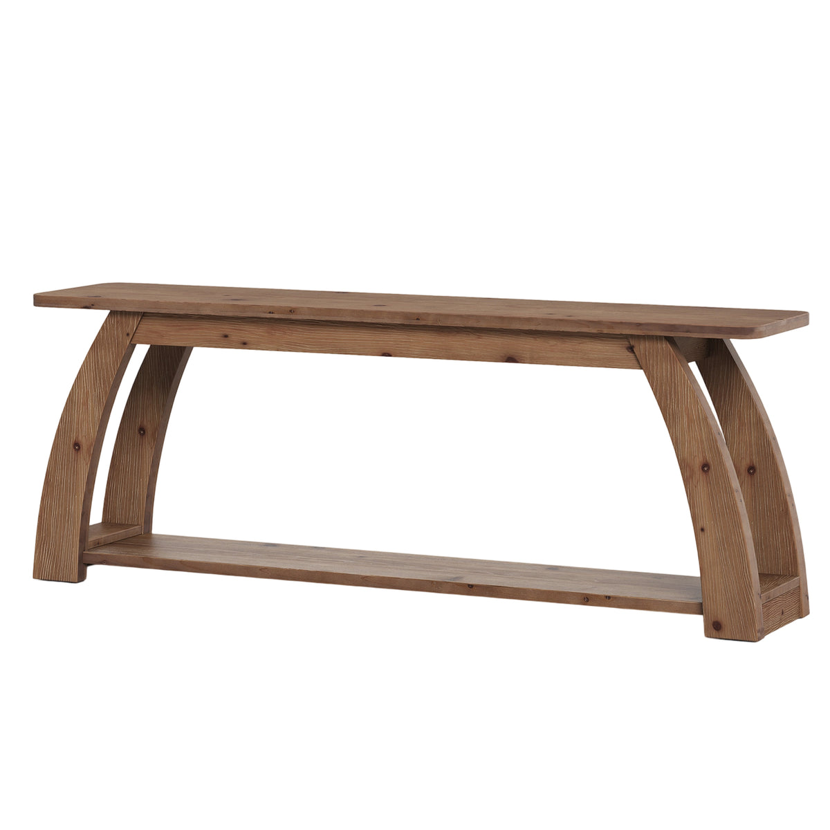63" Solid Wood TV Stand for up to 75" TVs, 2-Tier Entertainment Center with Open Storage