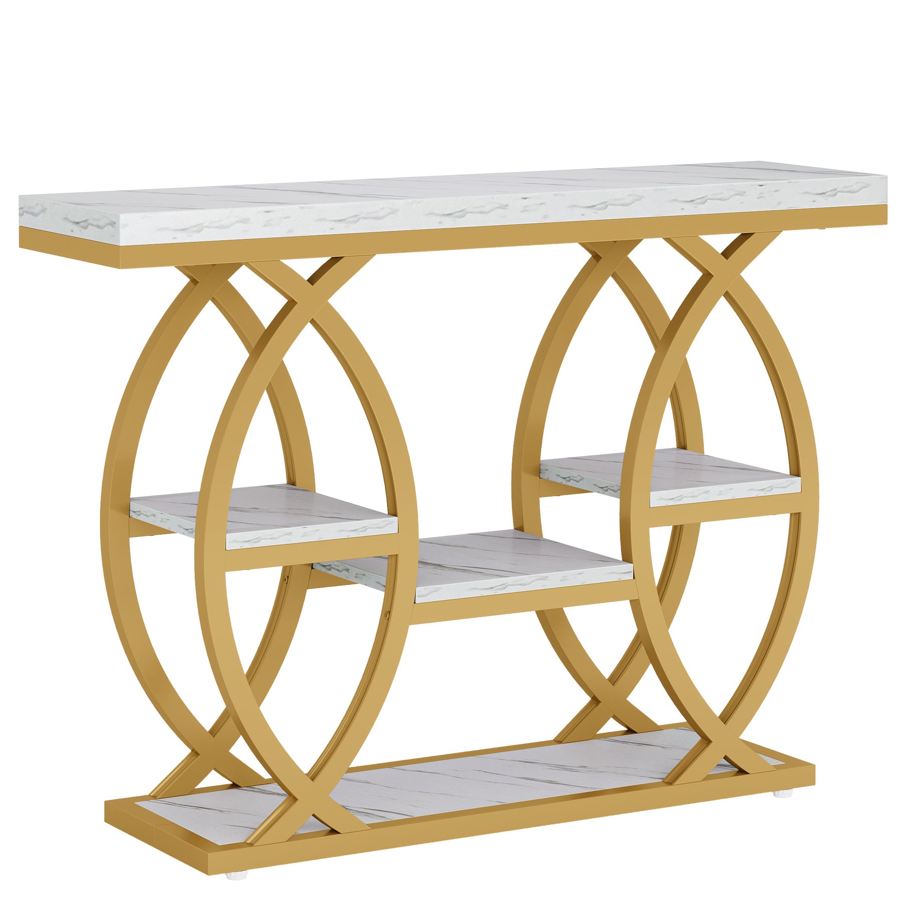 39" Console Table, 4 - Tier Sofa Table Entryway Table with Storage Shelves Tribesigns