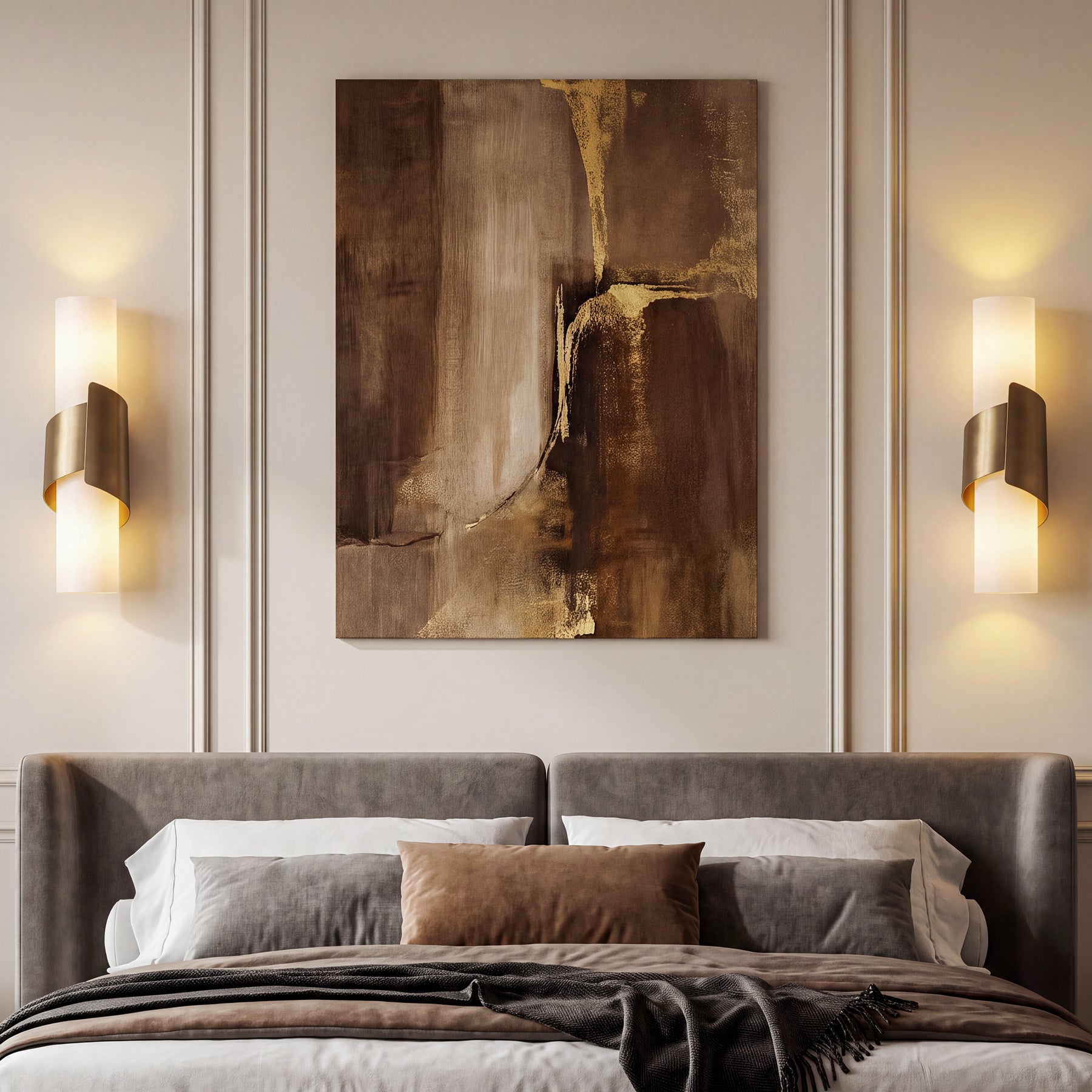 2‑Light Cylinder Wall Sconce, Brushed Antique Brass Wall Light with Frosted Glass Shade
