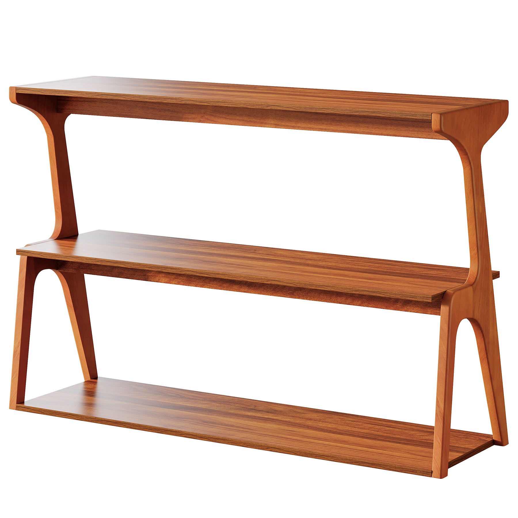 3-Tier Console Table, 47" Narrow Entryway Sofa Table with Solid Wood Legs