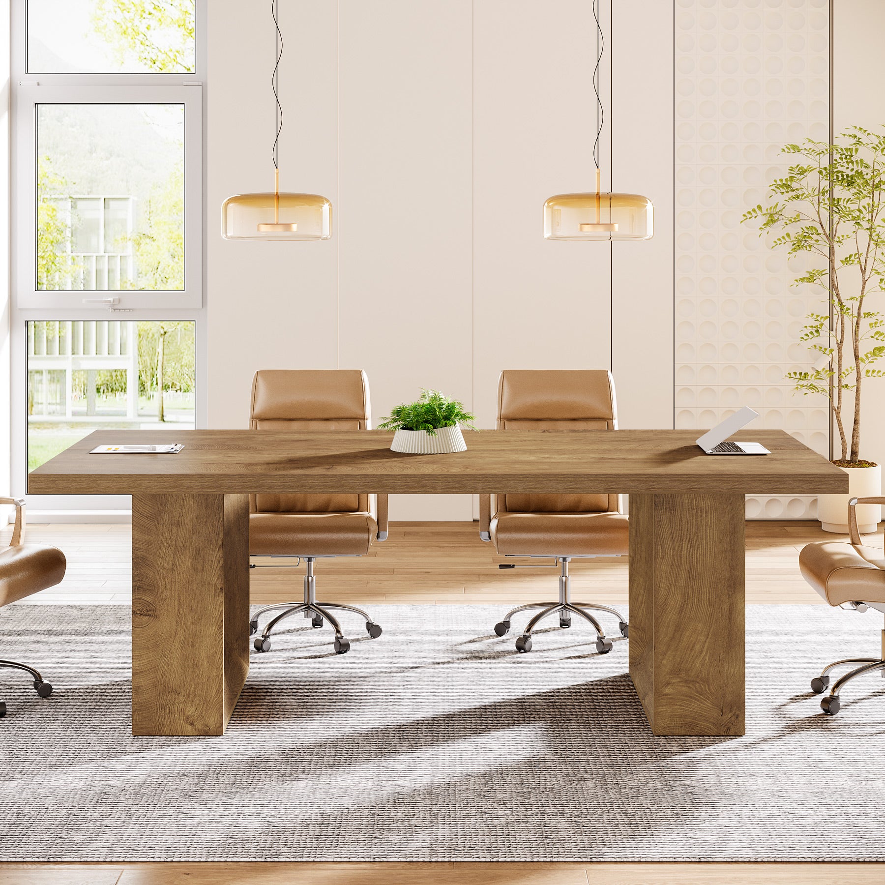 62.99" Executive Desk, Rectangular Computer Desk Conference Table for 6-8