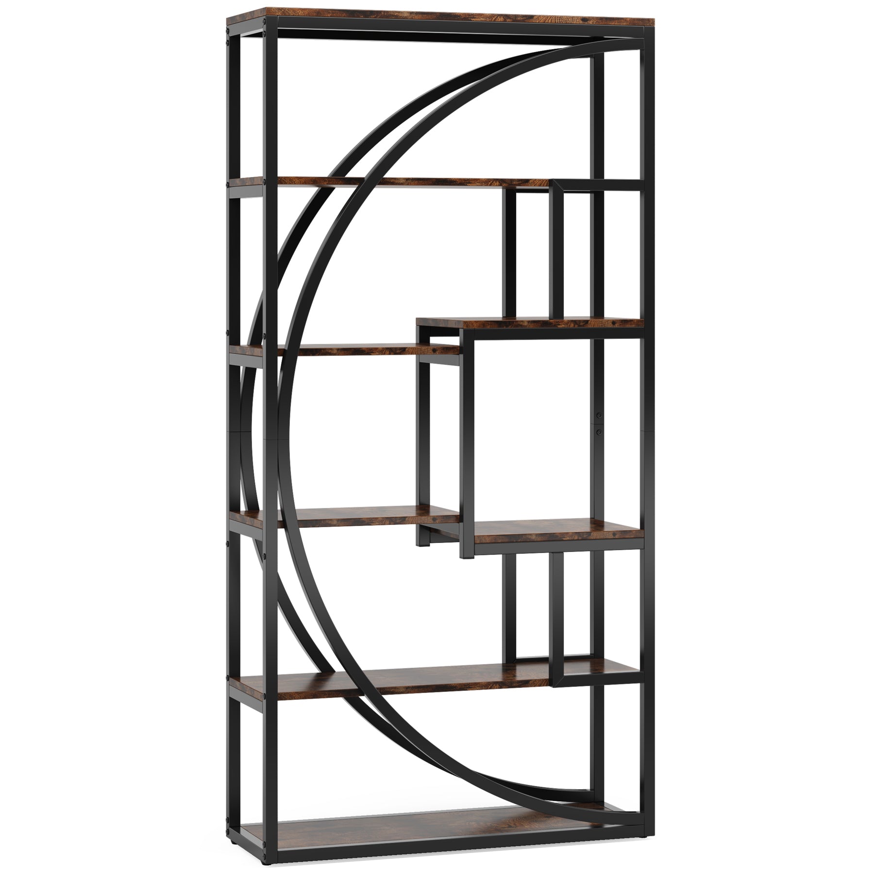 70.8” Tall Modern Geometric Bookcase, 5-Tier Etagere with 8 Open Shelves