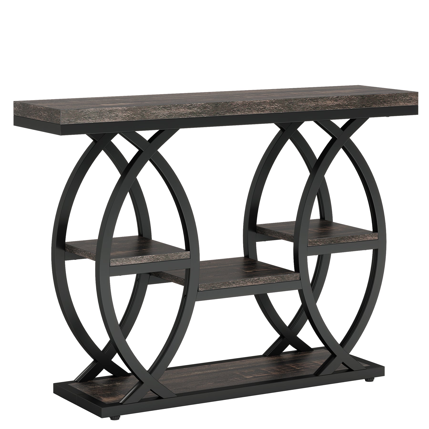 39" Console Table, 4-Tier Sofa Table Entryway Table with Storage Shelves