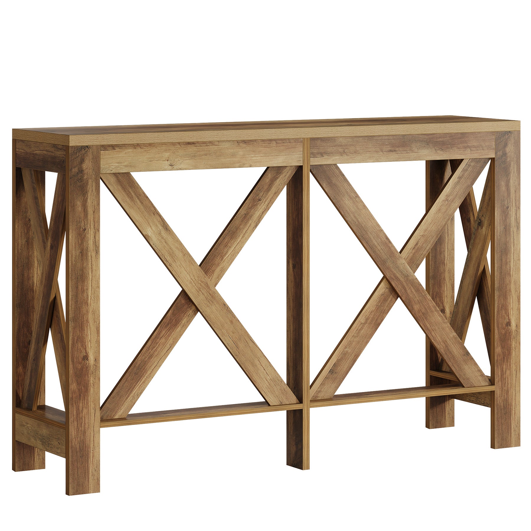 63" Bar Table, Rectangular Counter Height Pub Table with X-Braced Frame