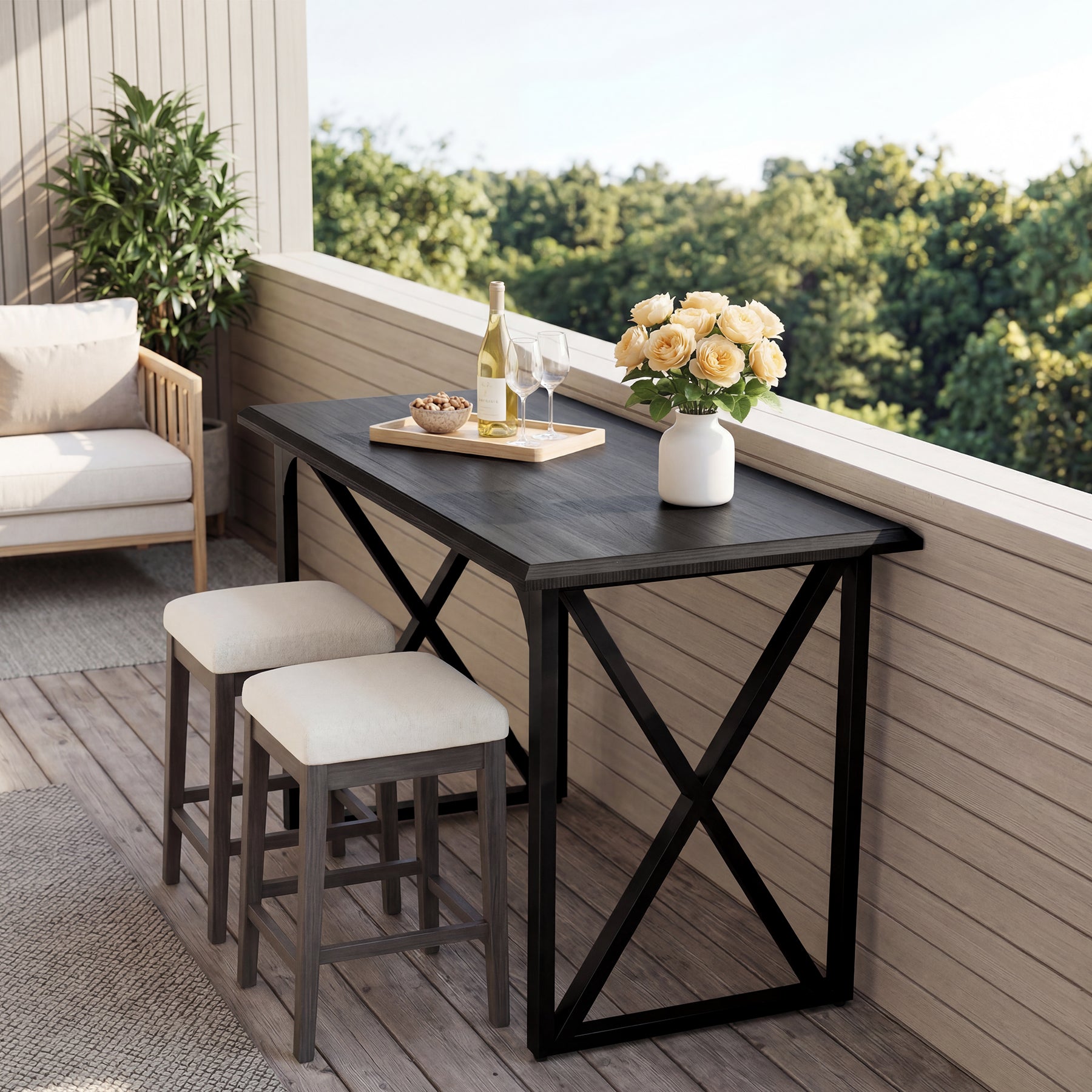 55" Rectangle Bar Table, Counter Height Pub Table for Dining Room, Kitchen