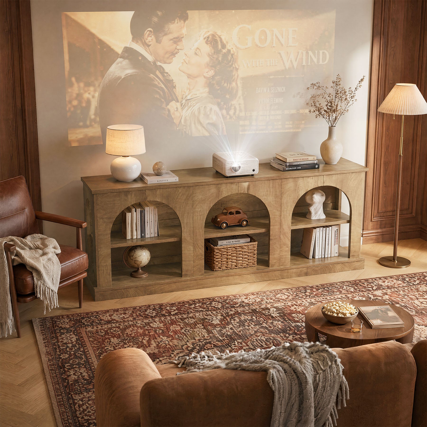 63" Farmhouse Entertainment Center, TV Stand with Storage Cabinets for 70 Inch TV