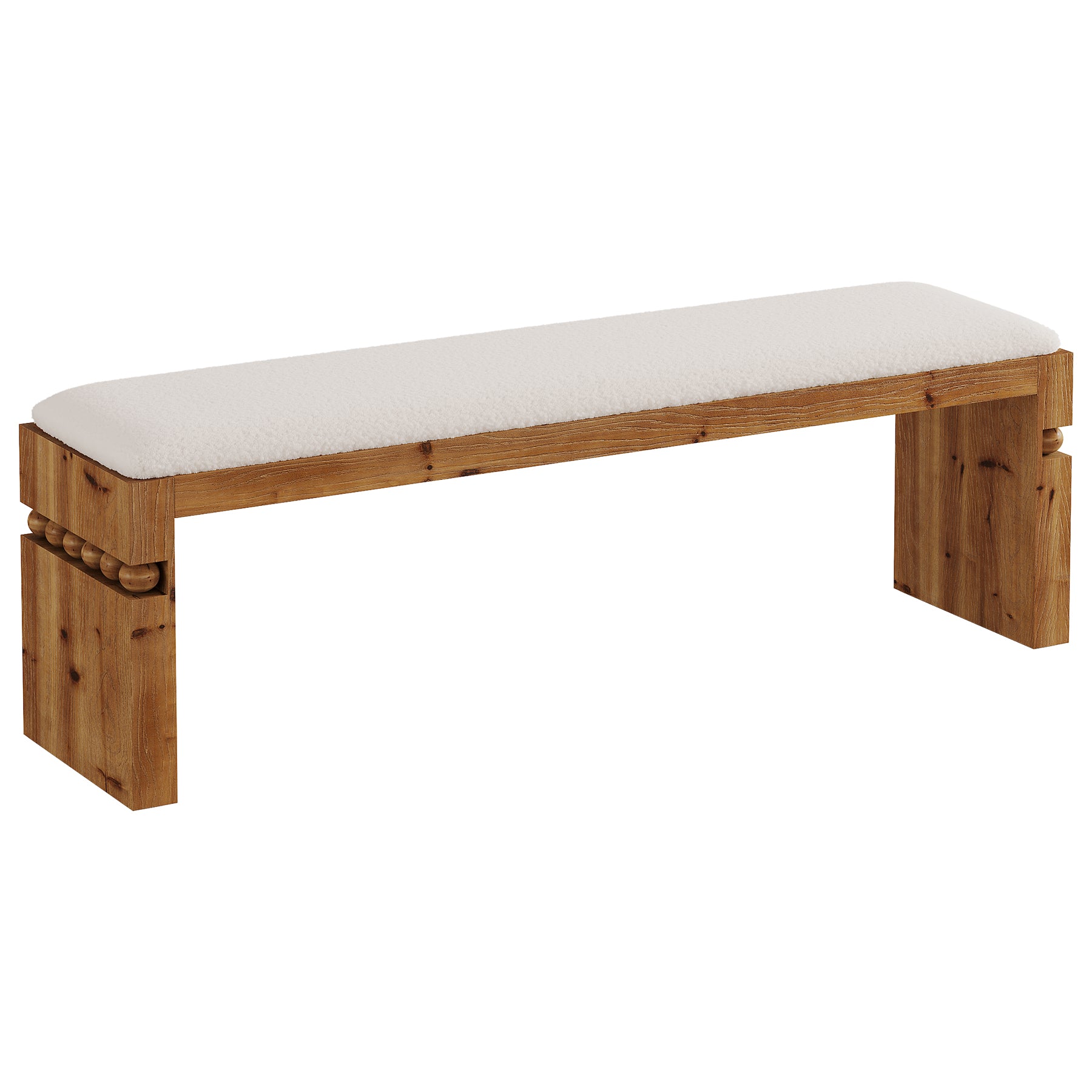 Solid Wood Entryway Shoe Bench, 55" Bedroom Footrest with Removable Cushion