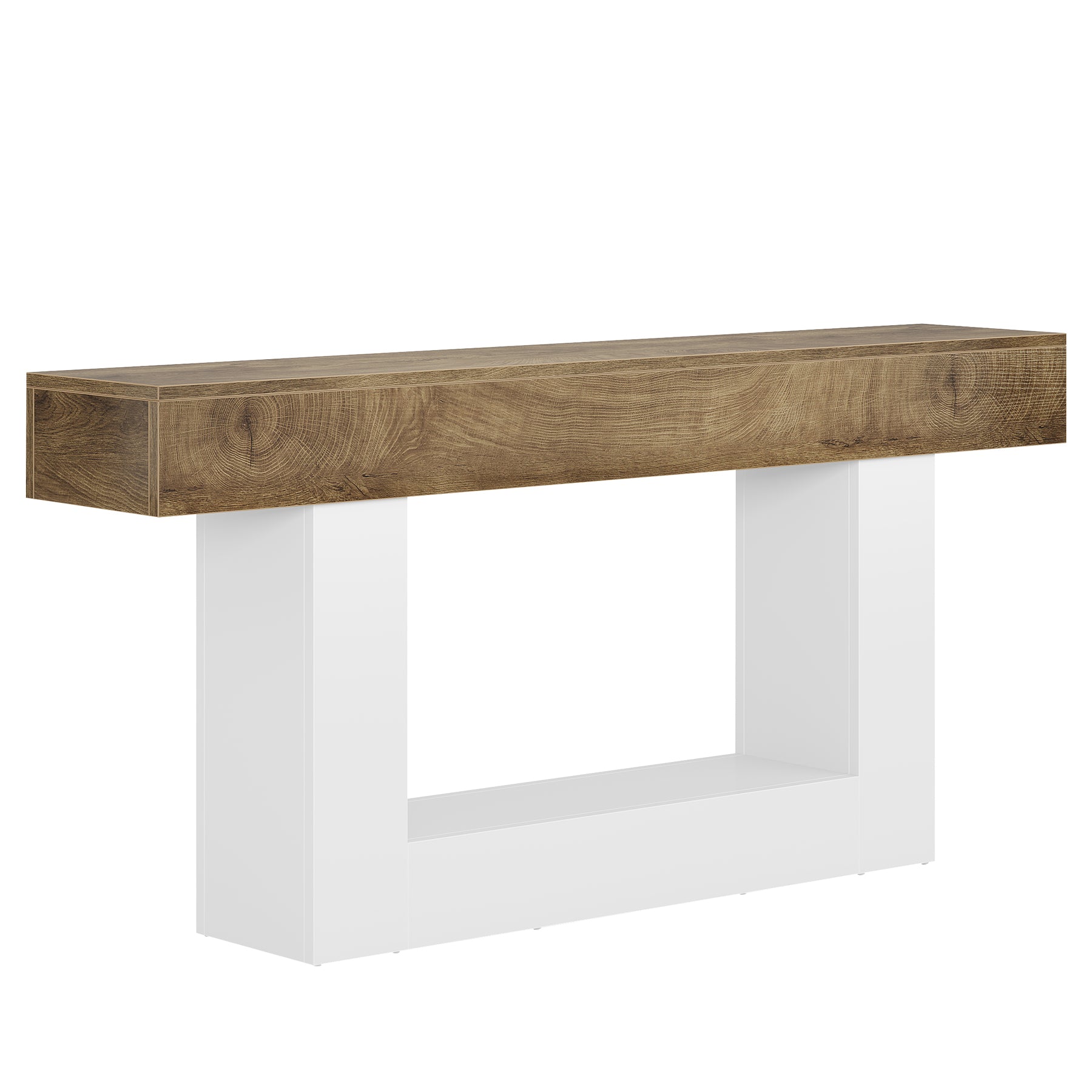 63" Wooden Console Table, Farmhouse 2-Tier Sofa Table Entryway Table