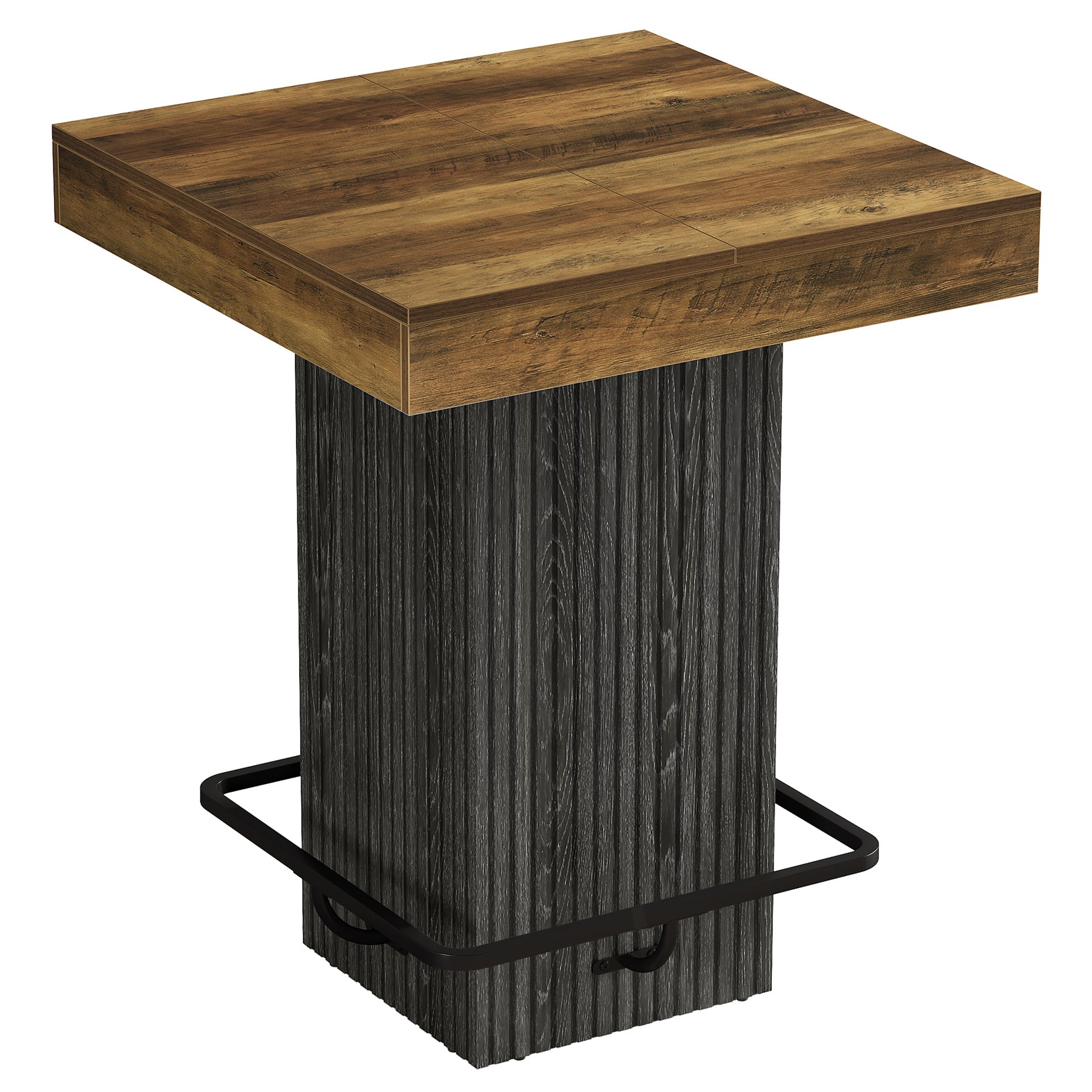 31.5" Bar Table, Square Dining Table Counter Height Table with Metal Footrest