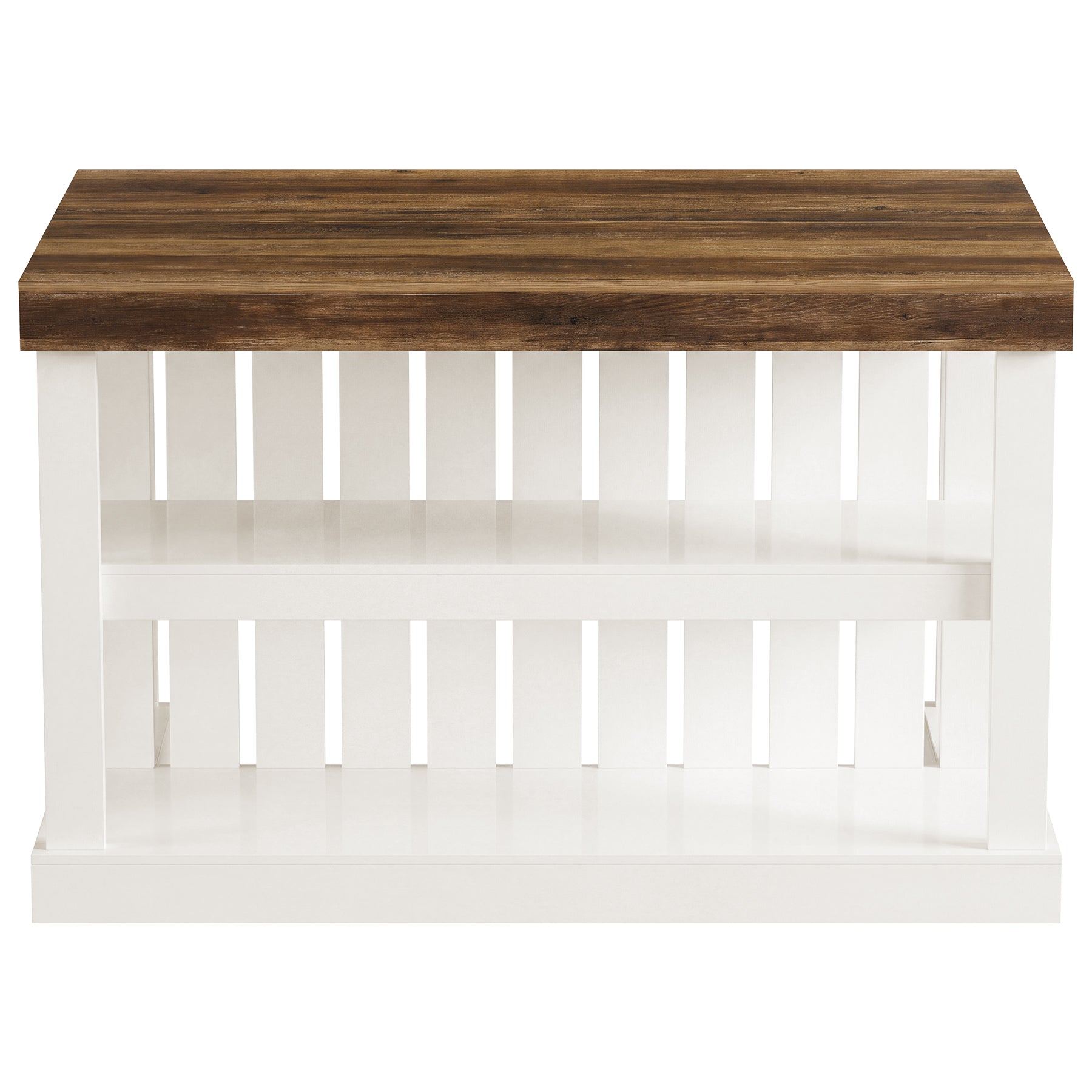 55-Inch Kitchen Island with Storage, Farmhouse Freestanding Island Table