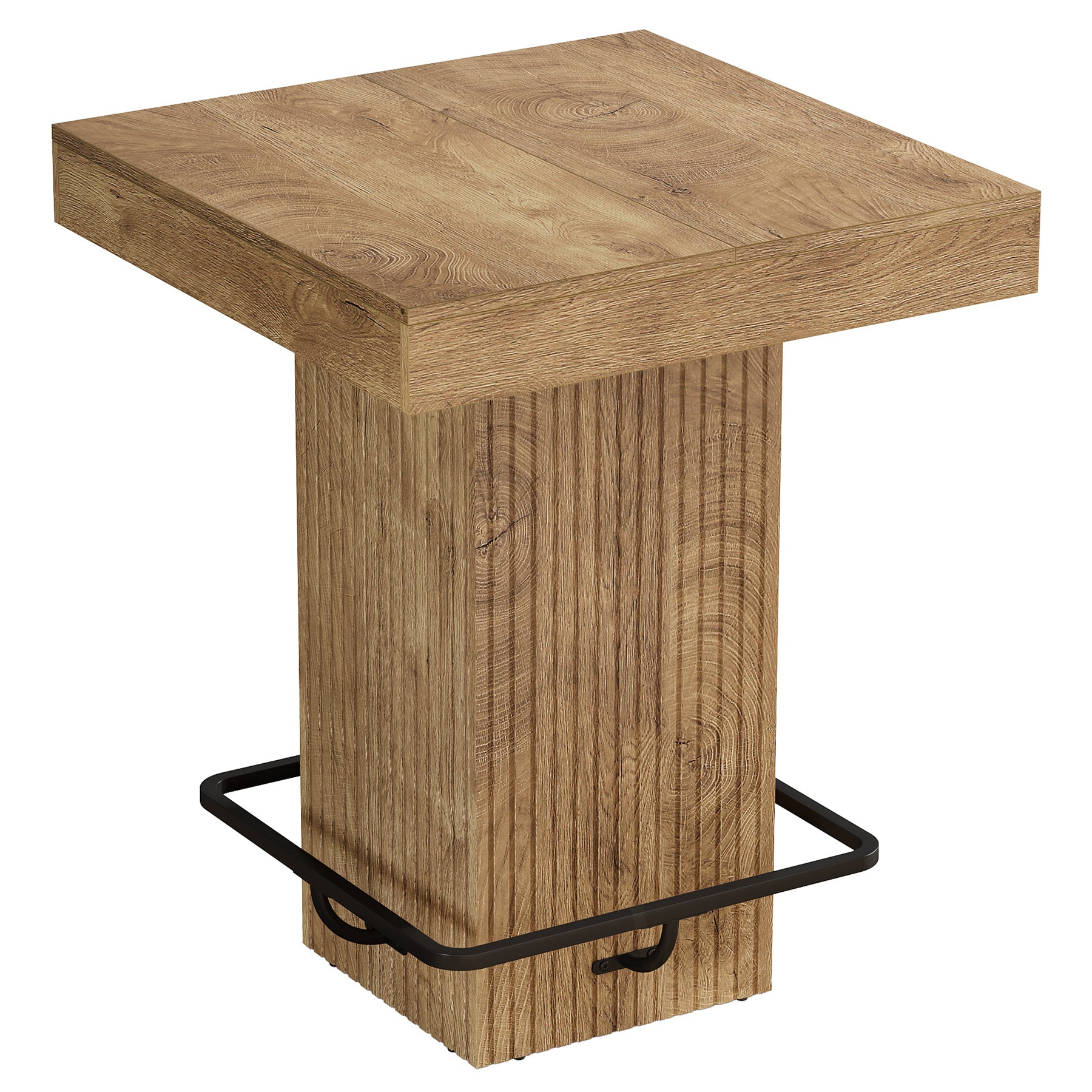 31.5" Bar Table, Square Dining Table Counter Height Table with Metal Footrest