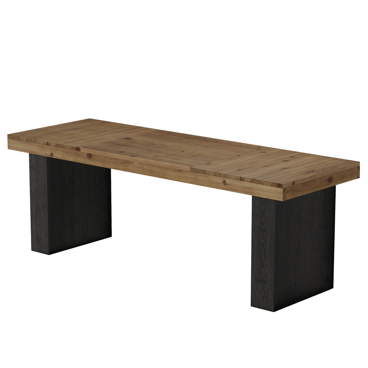 79" Solid Wood Dining Table, Rectangular Kitchen Table with Double Pedestal Base for 6–8 People