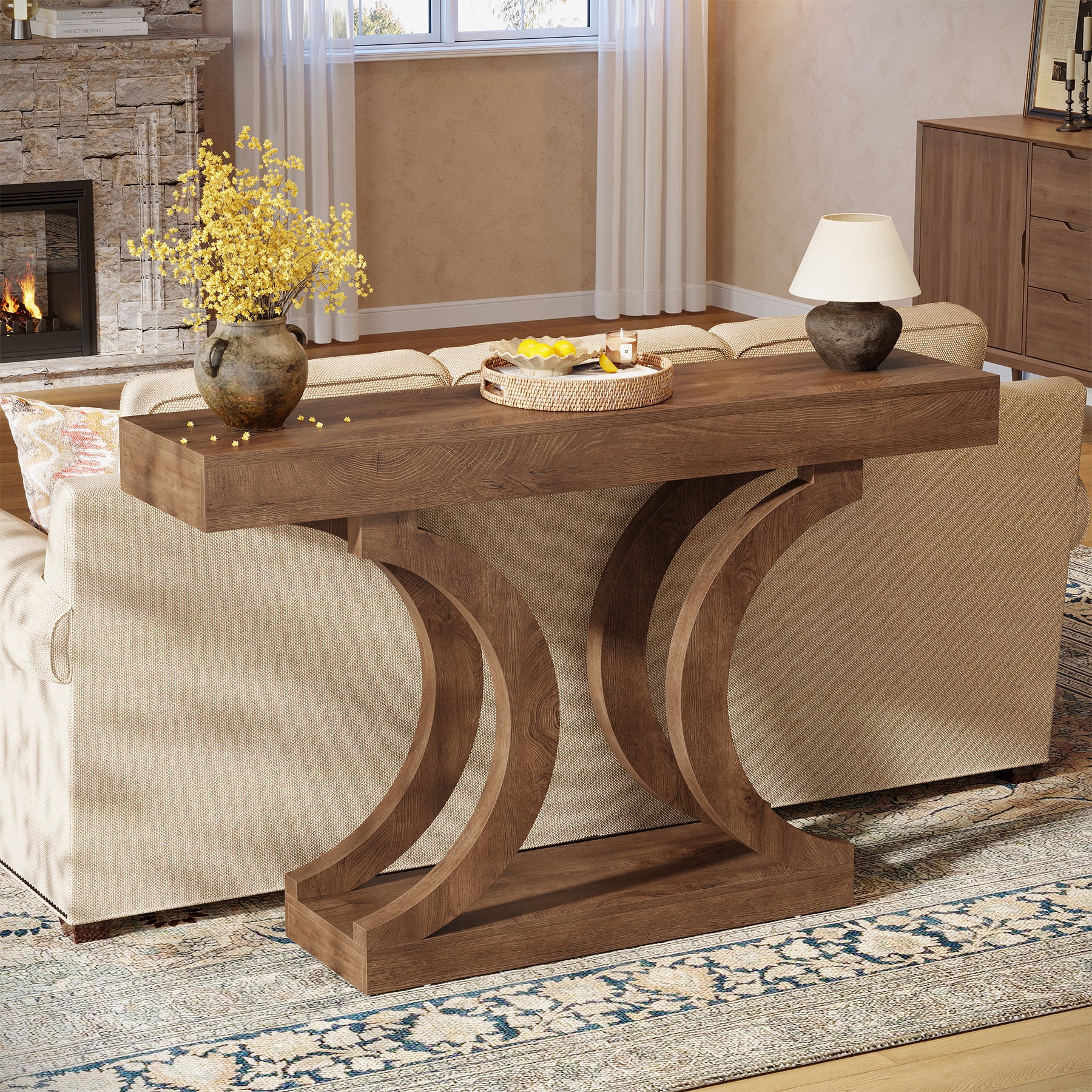 43.3" Console Table, Unique Sofa Table Behind The Couch with Curved Legs