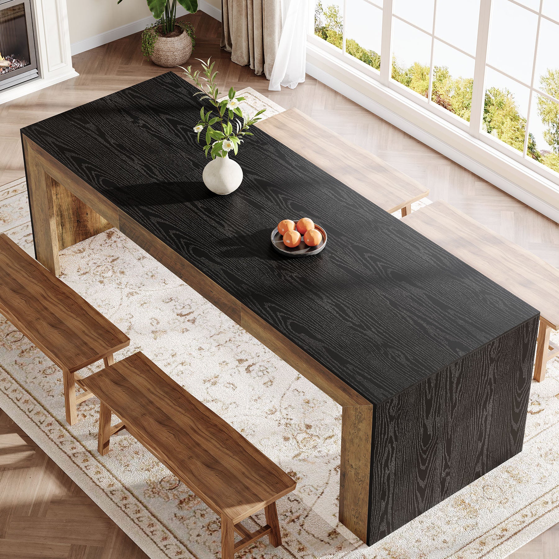 78.7" Long Dining Table, Rectangular Kitchen Table for 6-8 People