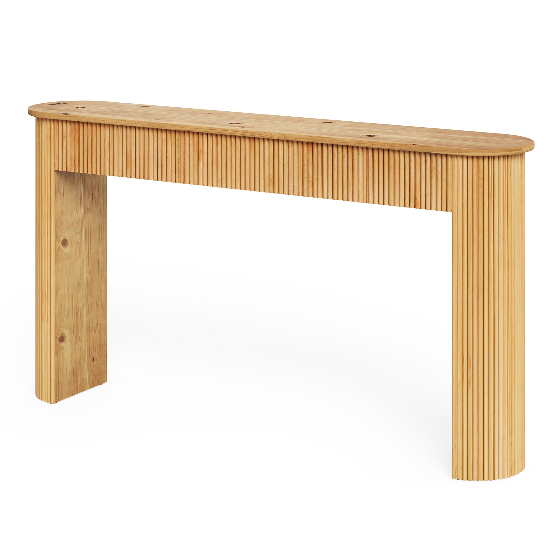 Solid Wood Console Table, 63" Retro Entryway Table with Vertical Fluted Stripes