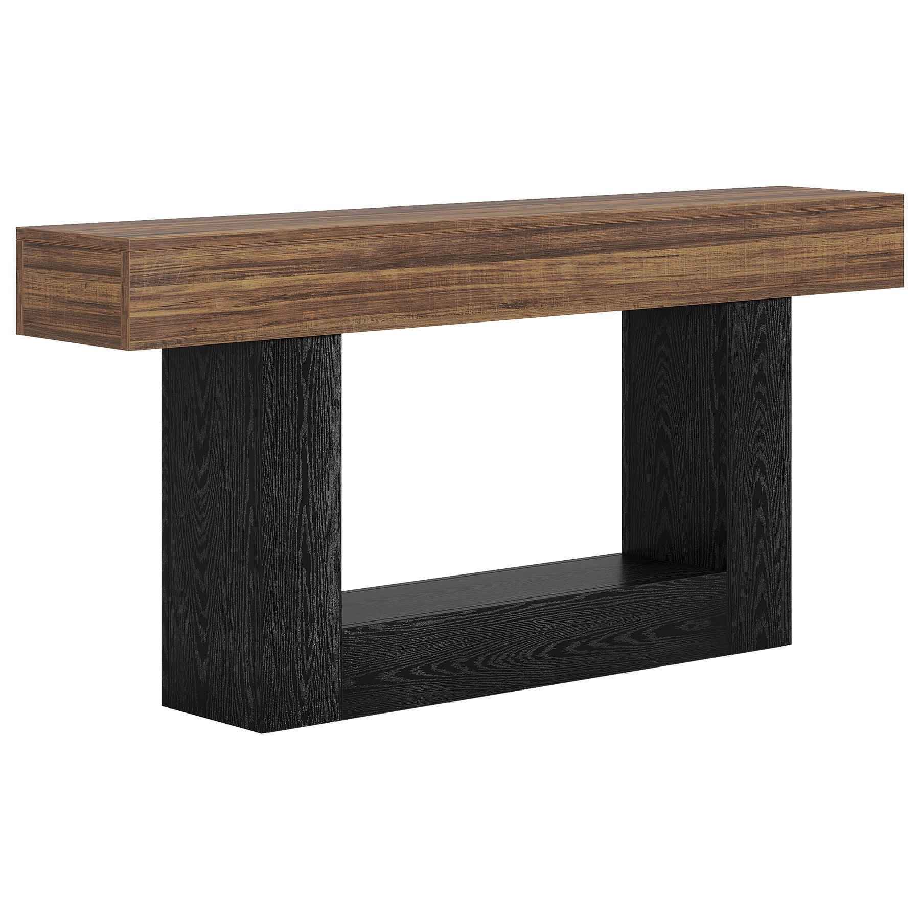 63" Wooden Console Table, Farmhouse 2-Tier Sofa Table Entryway Table