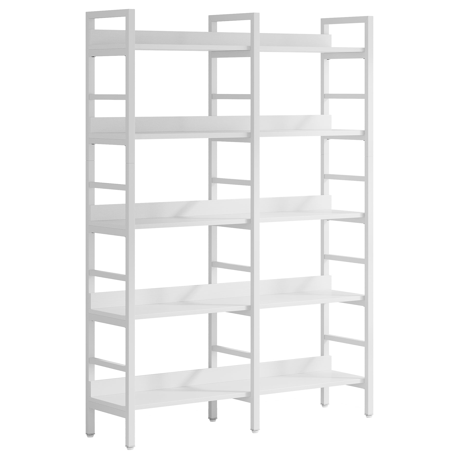 5-Tier Bookshelf, Double Wide Bookcase Storage Shelves Unit
