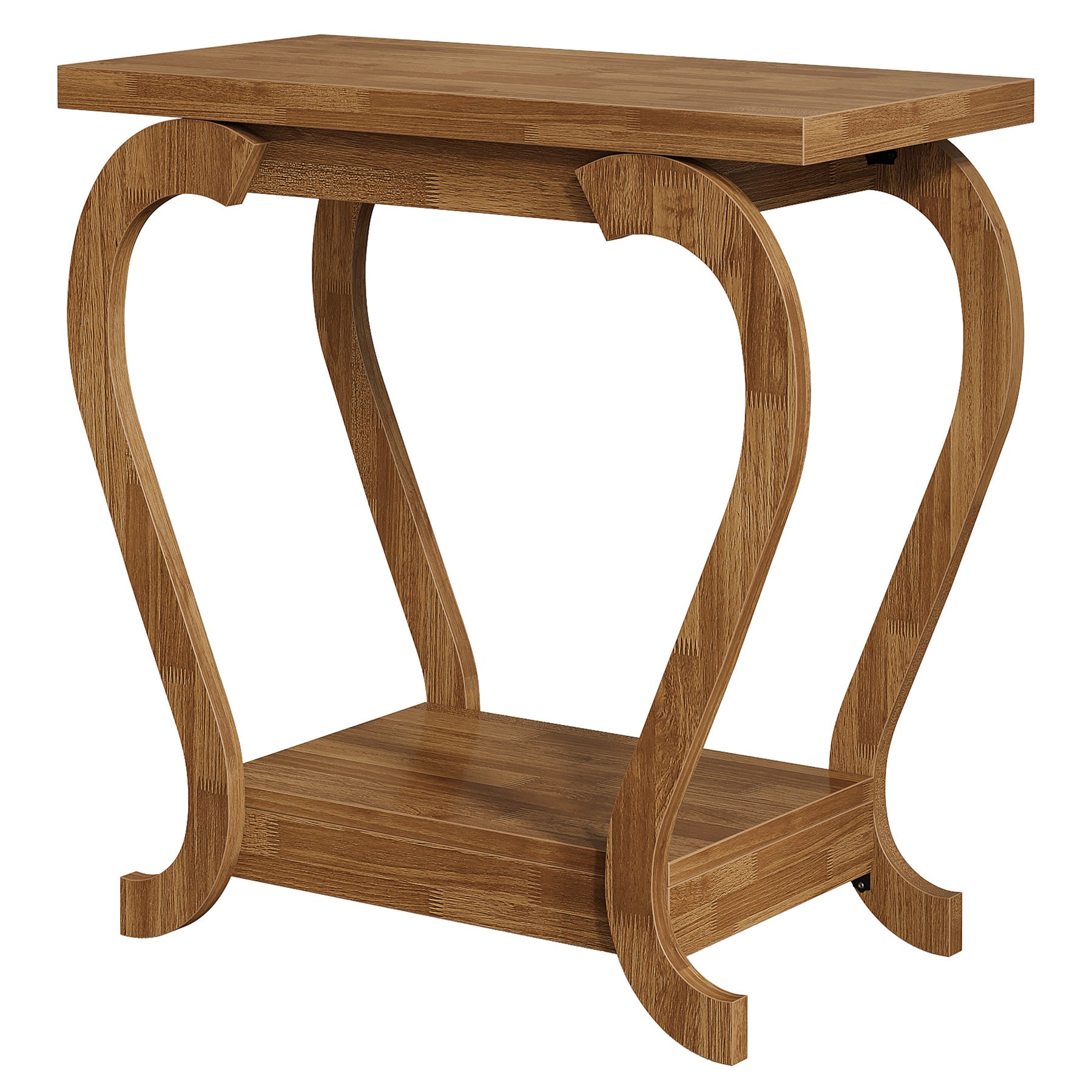 2-Tier End Table, Narrow Accent Side Table with with Storage Shelves