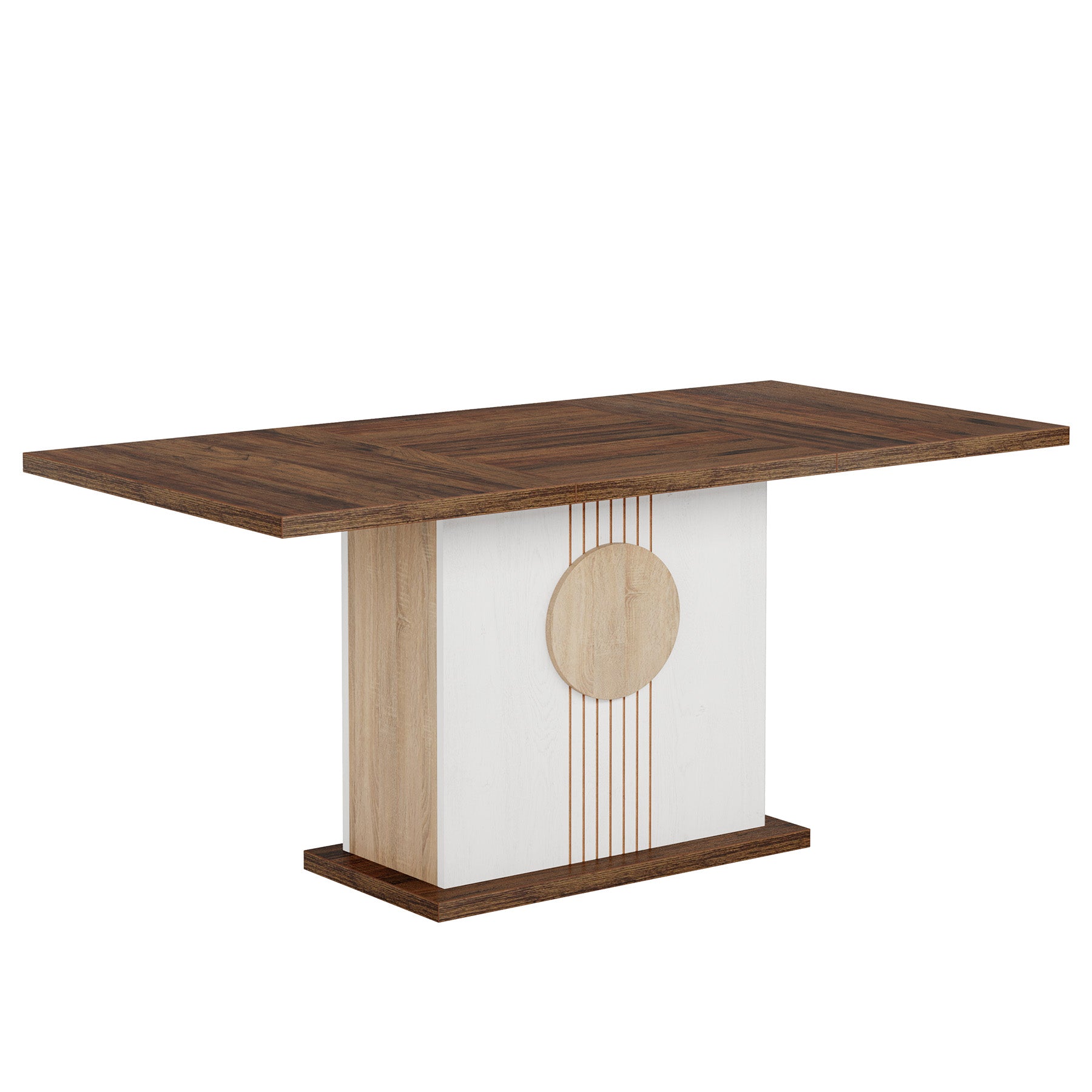 55" Rectangular Dining Table for 4–6 People, Farmhouse Wood Kitchen Table