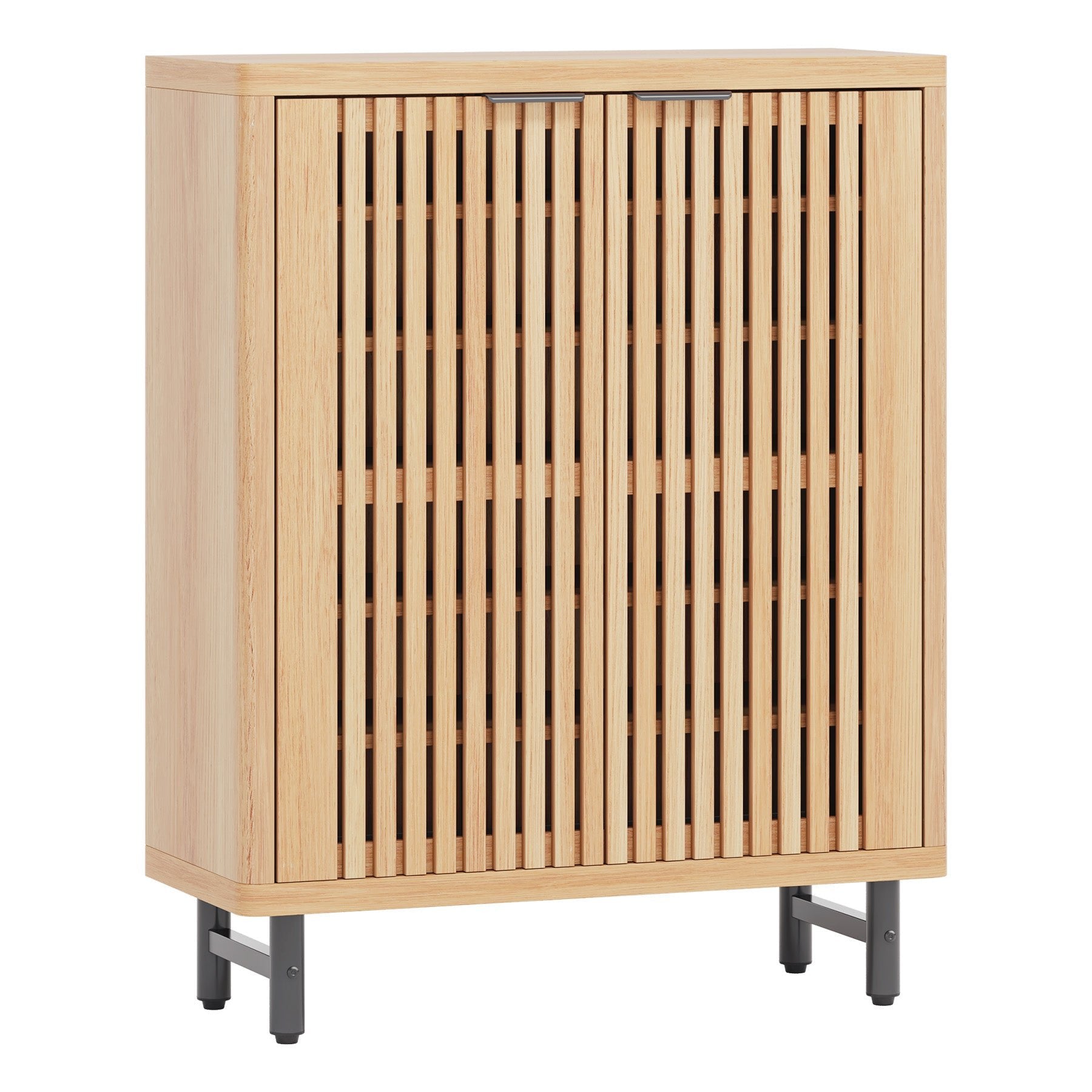 6-Tier Wooden Shoe Cabinet with Louvered Doors & Adjustable Shelves