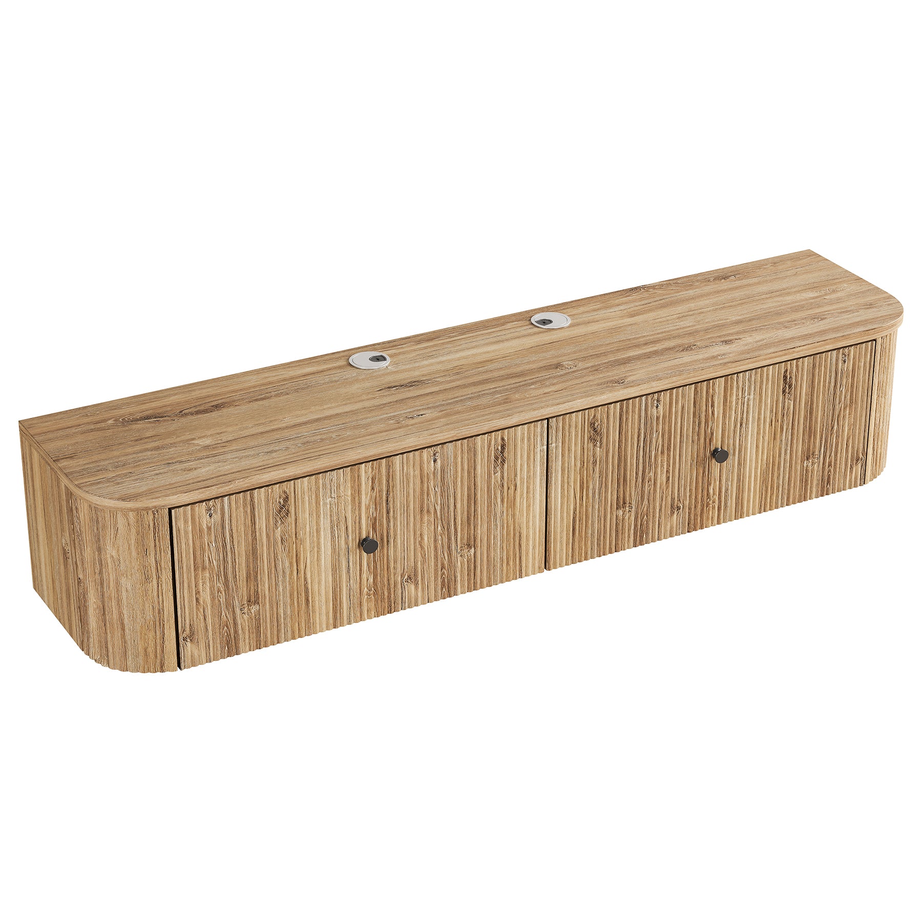 Floating TV Stand, 55" Wall Mounted Media Console with 2 Fluted Drawers