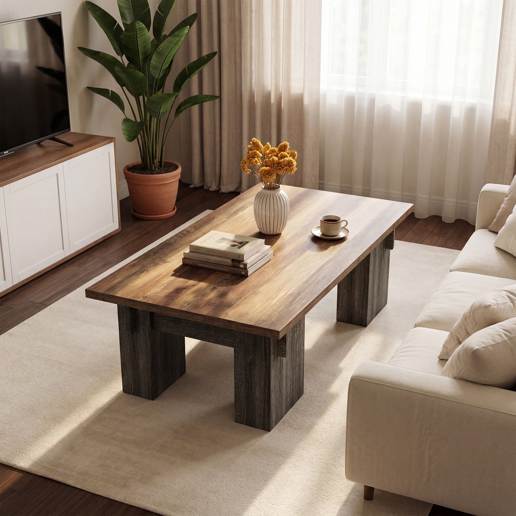 55" Rectangular Coffee Table for Living Room