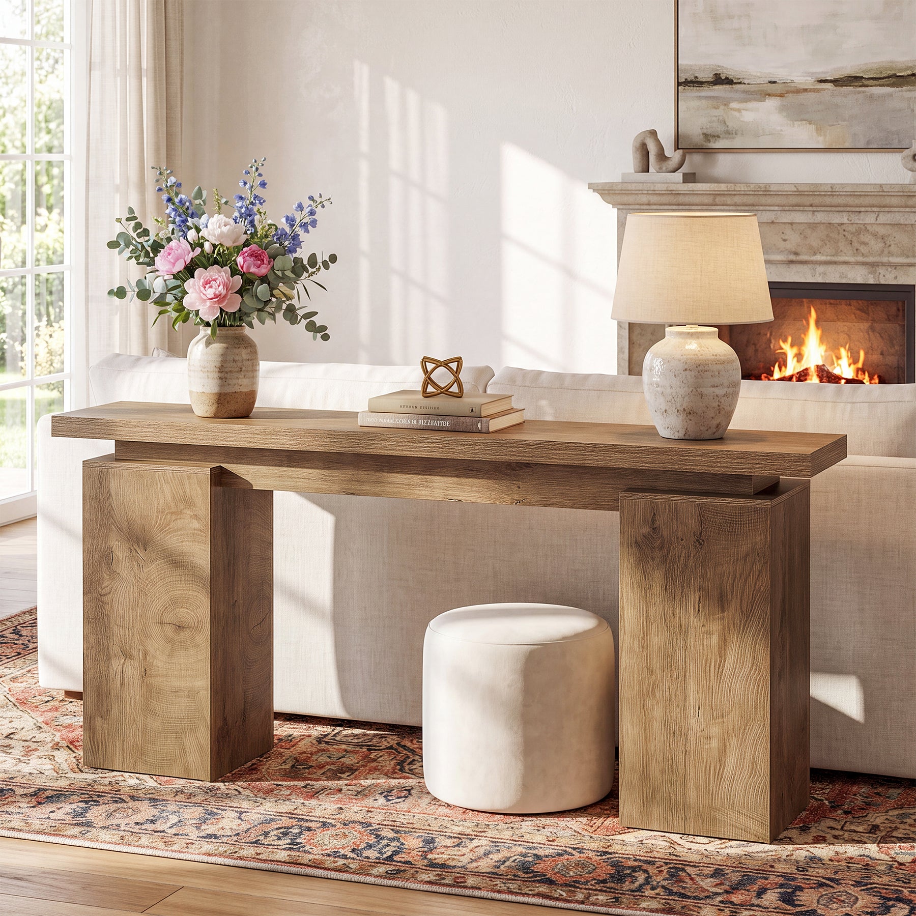 63" Console Table, Narrow Entryway Table with Sturdy Base for Foyer, Living Room