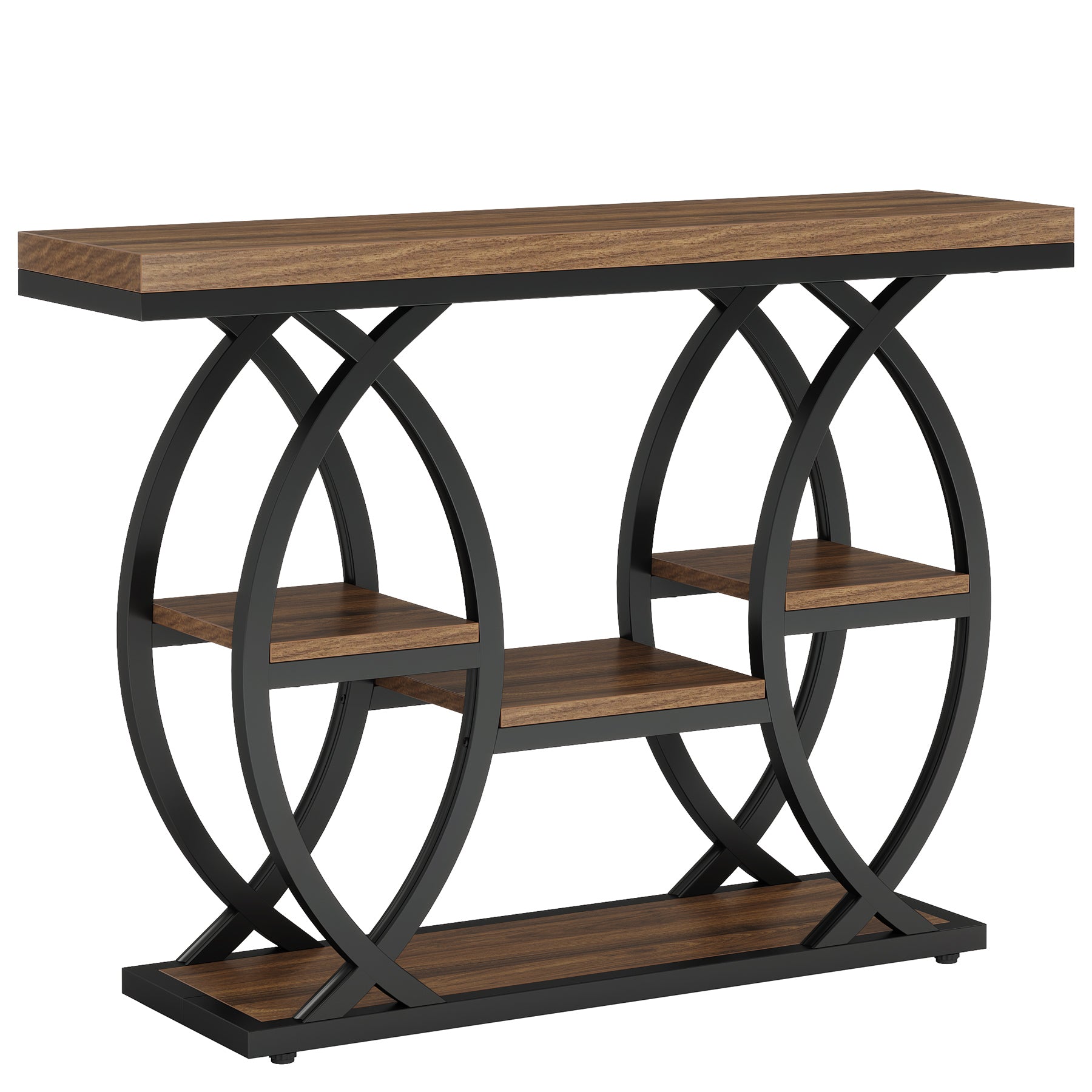 39.4" Console Table, Industrial 4-Tier Sofa Table Entryway Table with Storage Shelves