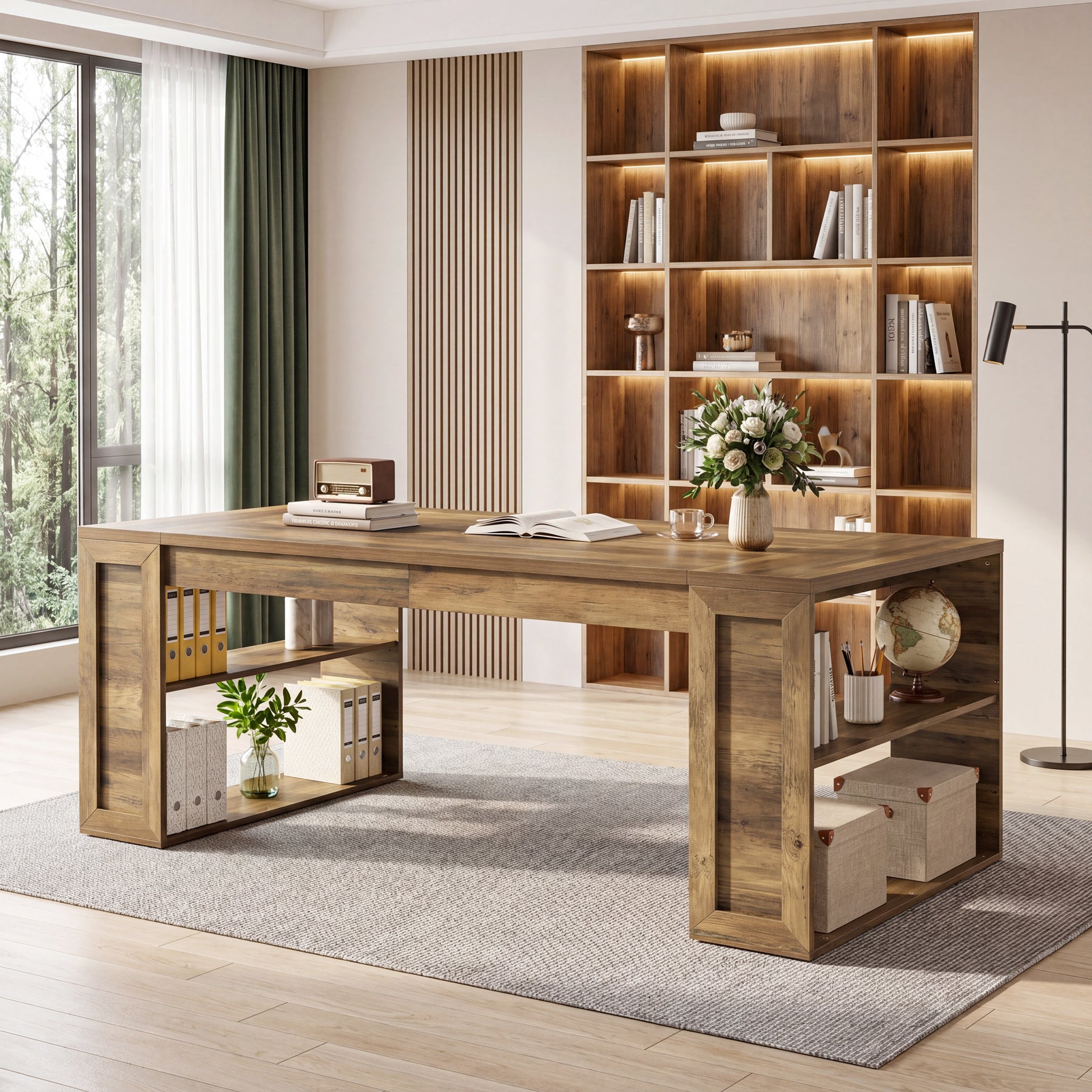 Tribesigns 70.8-Inch Executive Desk, Computer Desk with Shelves for Office