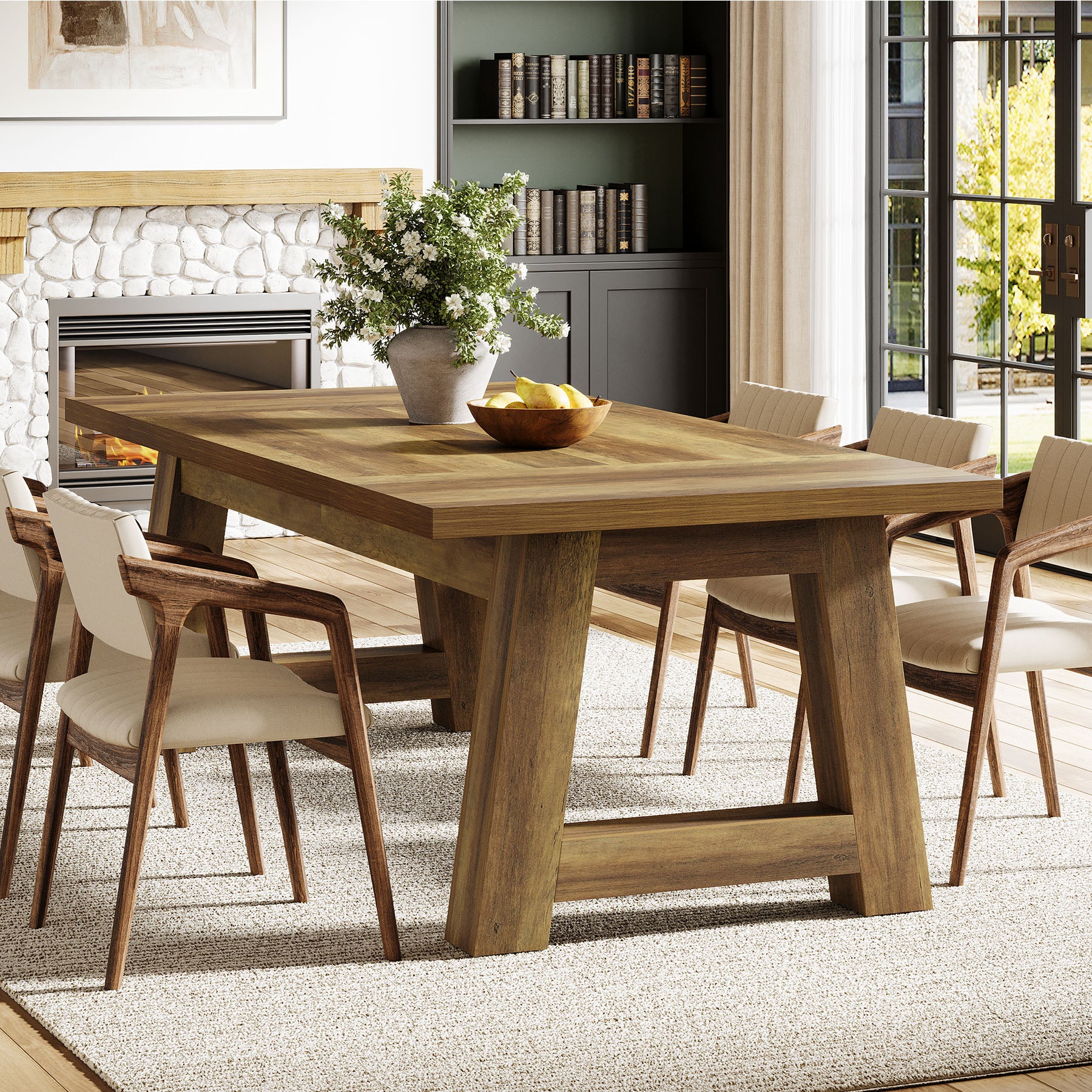 70.5'' Dining Table for 6 - 8, Farmhouse Kitchen Table with Sturdy Legs Tribesigns