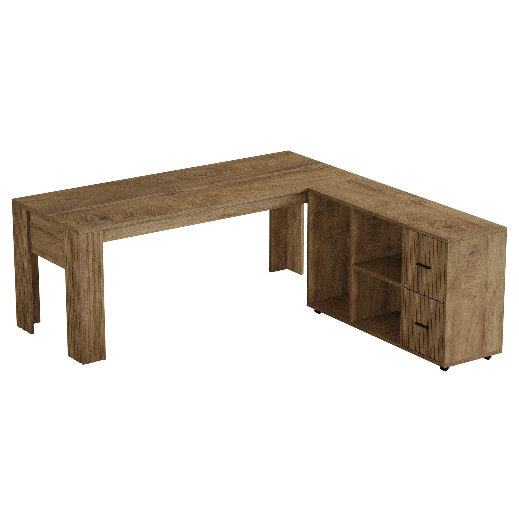 Reversible L-Shaped Executive Desk, 63" Computer Desk with Mobile File Cabinet for Home Office