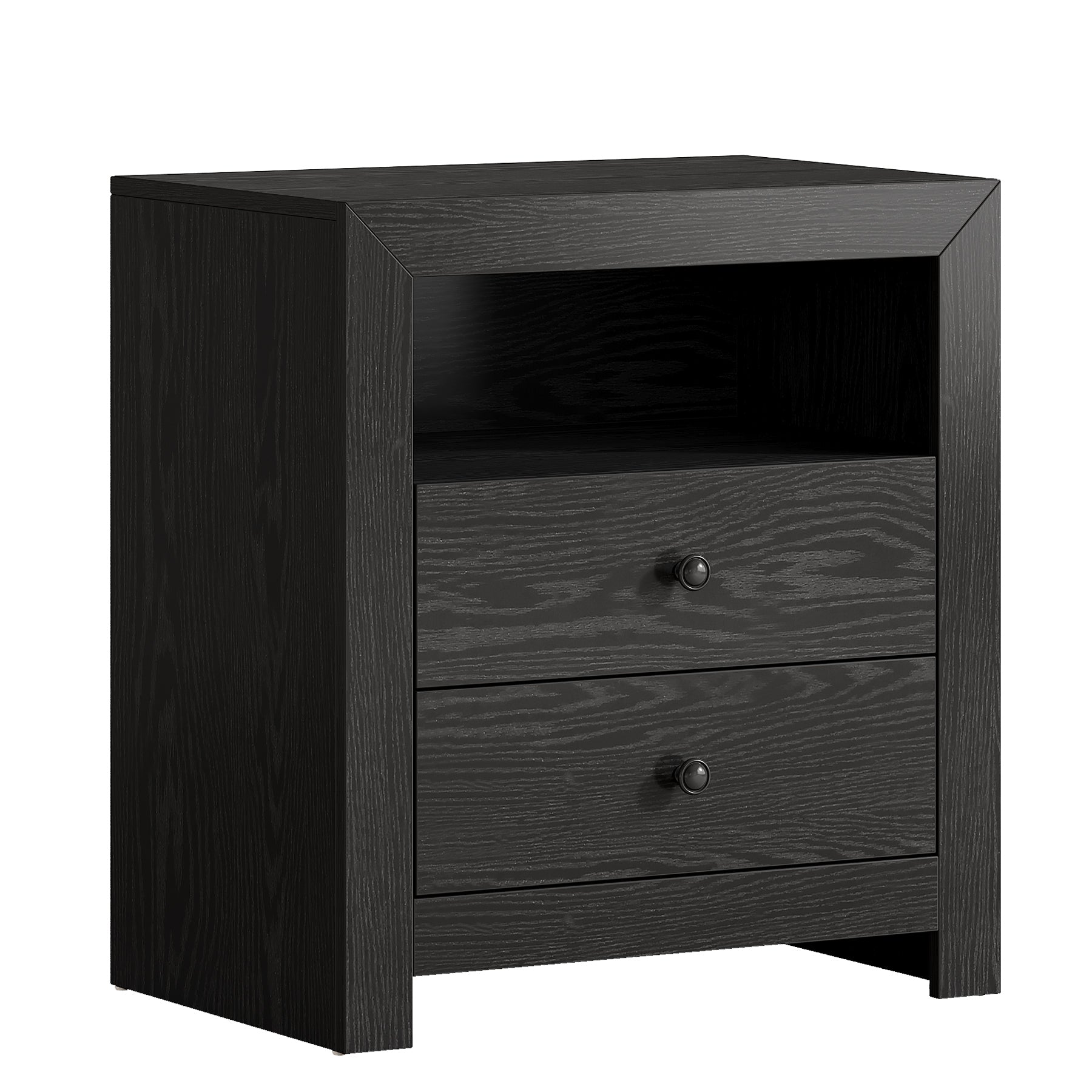 23.6" Nightstand, Rustic Bedside Table with 2 Storage Drawers