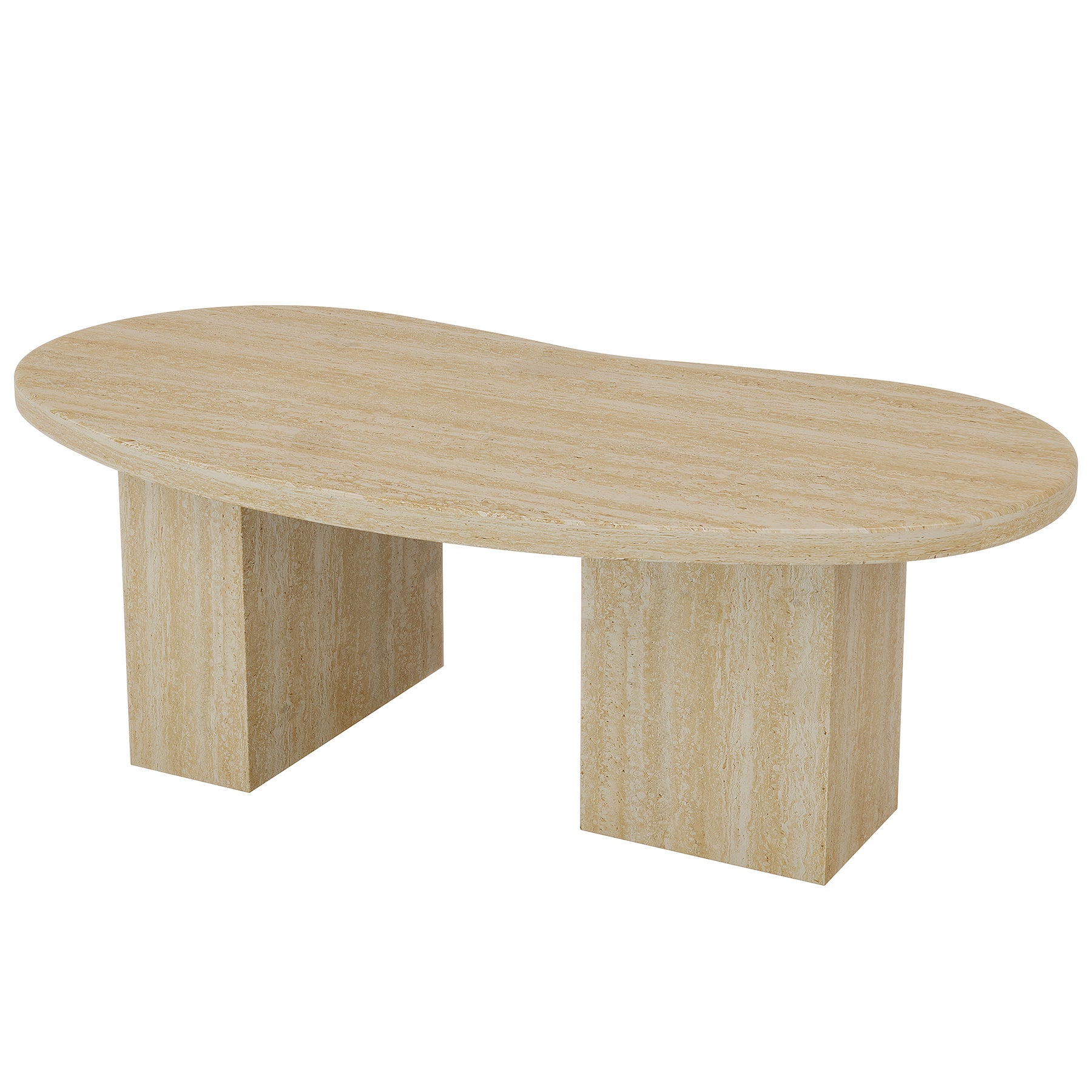 Oval Coffee Table, 45.27" Center Cocktail Table with Asymmetric Pedestal