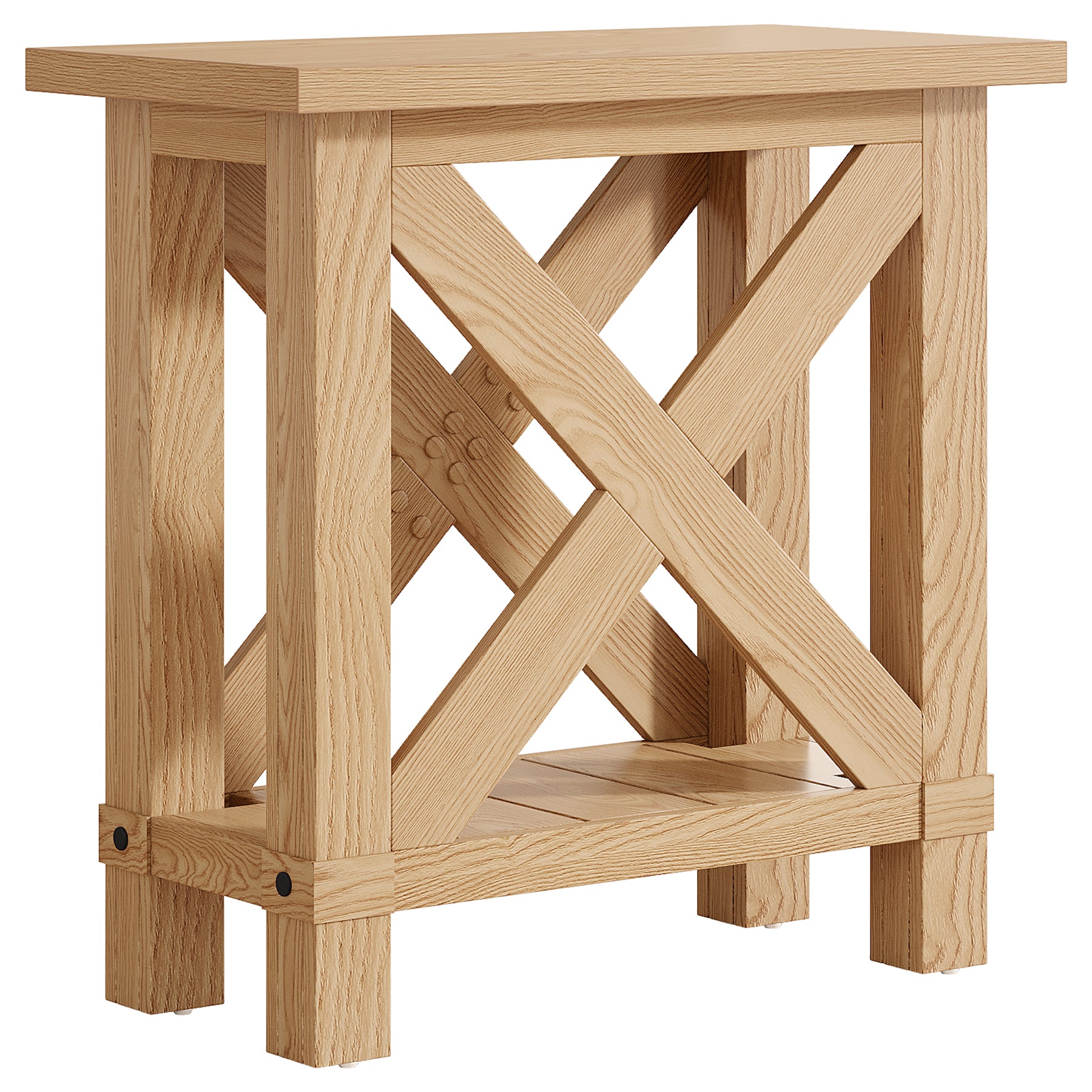 25" End Table, Farmhouse Bed Side Table with X Shape Frame